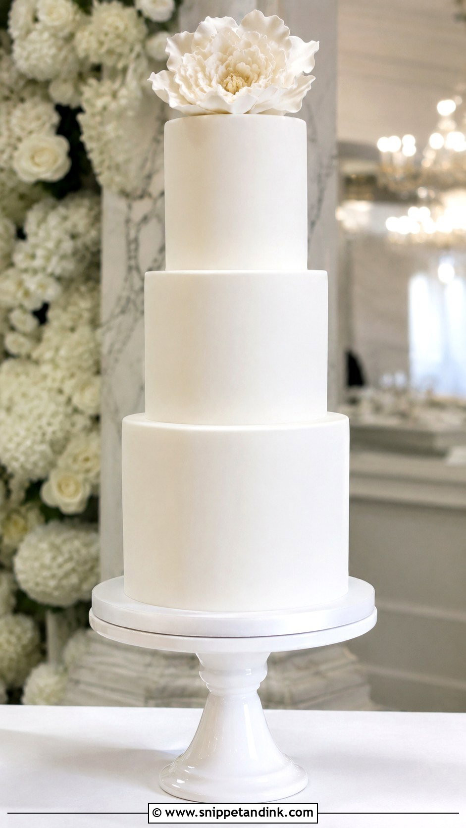 Plain White 3 Tier Tall Wedding Cake - Snippet and Ink - 20 Plain White 3 Tier Wedding Cake Ideas