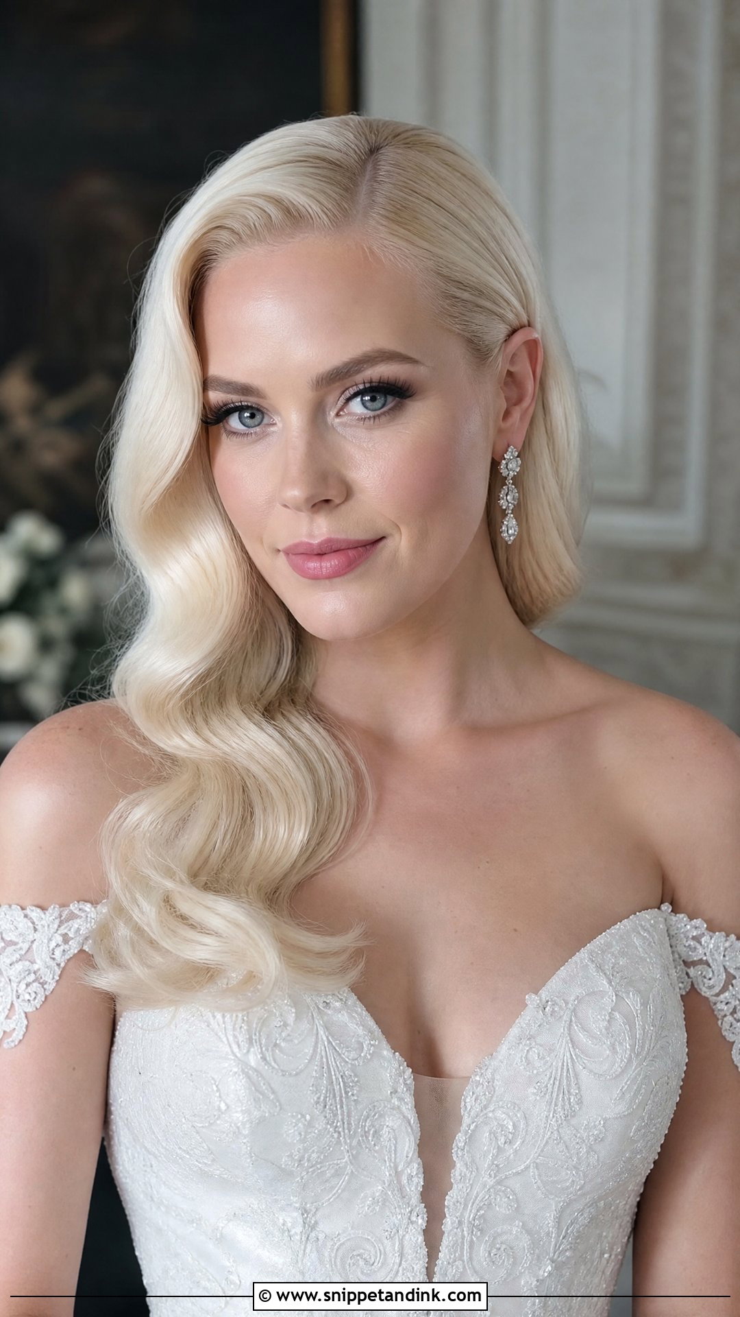 Platinum Blonde Hollywood Waves - Snippet and Ink - 20 Blonde Hair Bride Ideas