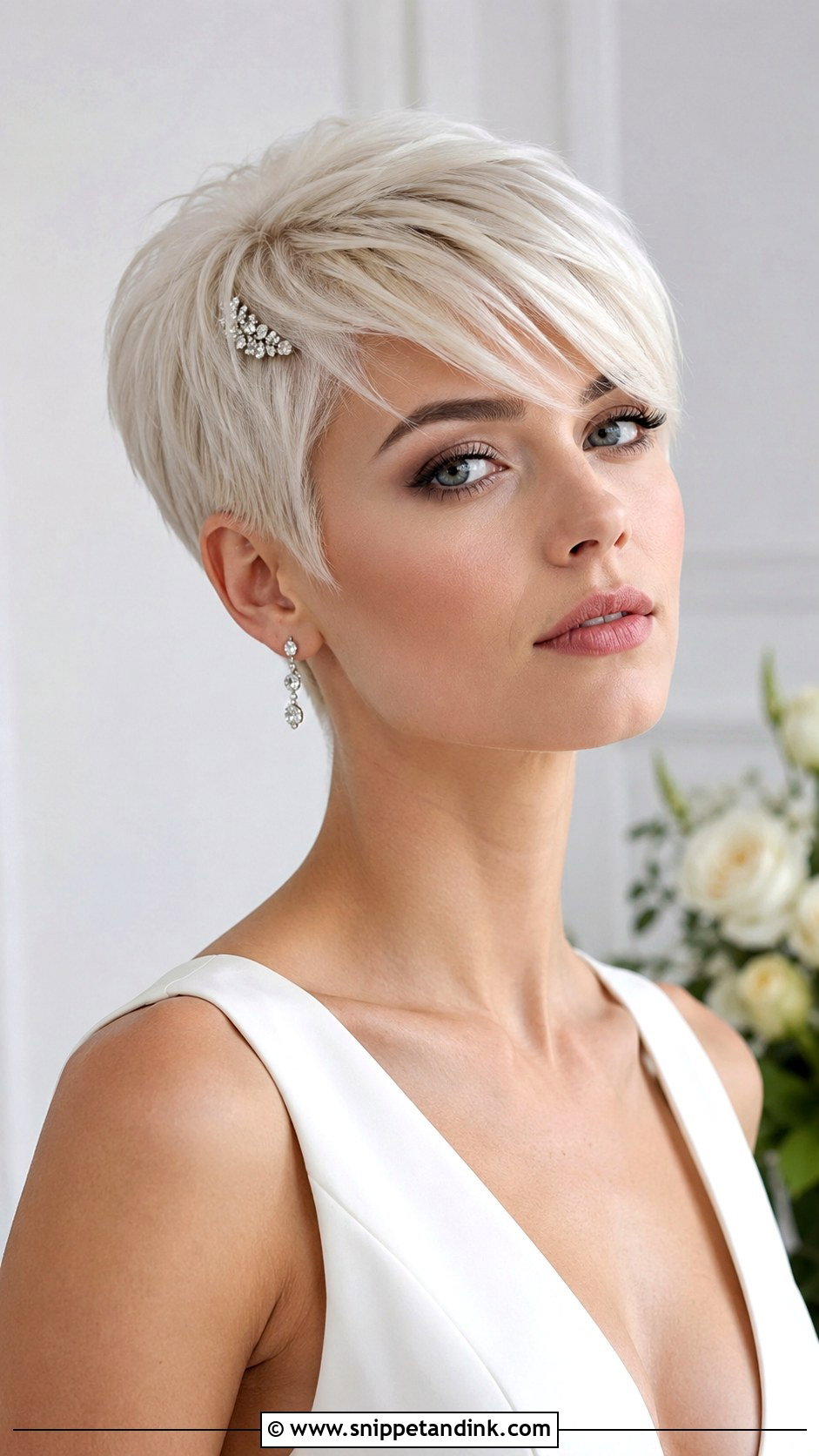 Platinum Pixie With Side Sweep - Snippet and Ink - 25 Edgy Wedding Hairstyles