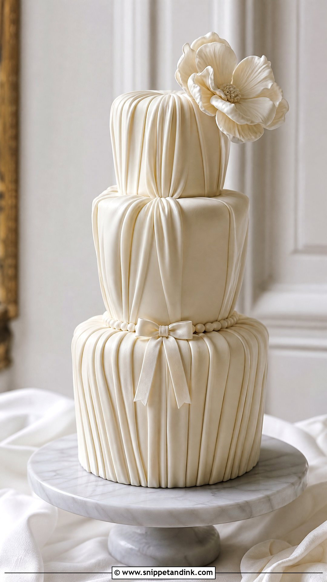 Pleated Fondant Wedding Cake - Snippet and Ink - 20 Old Money Cake Ideas for Wedding