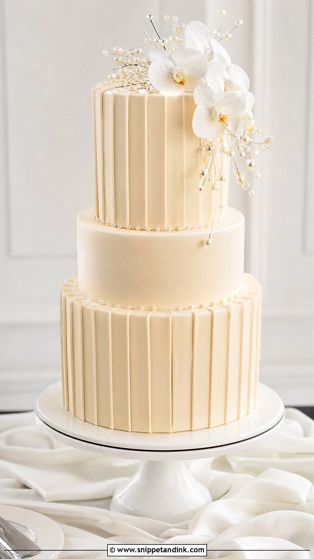 Pleated Wedding Cake - Snippet and Ink - 20 Pattern Cake Ideas for Wedding
