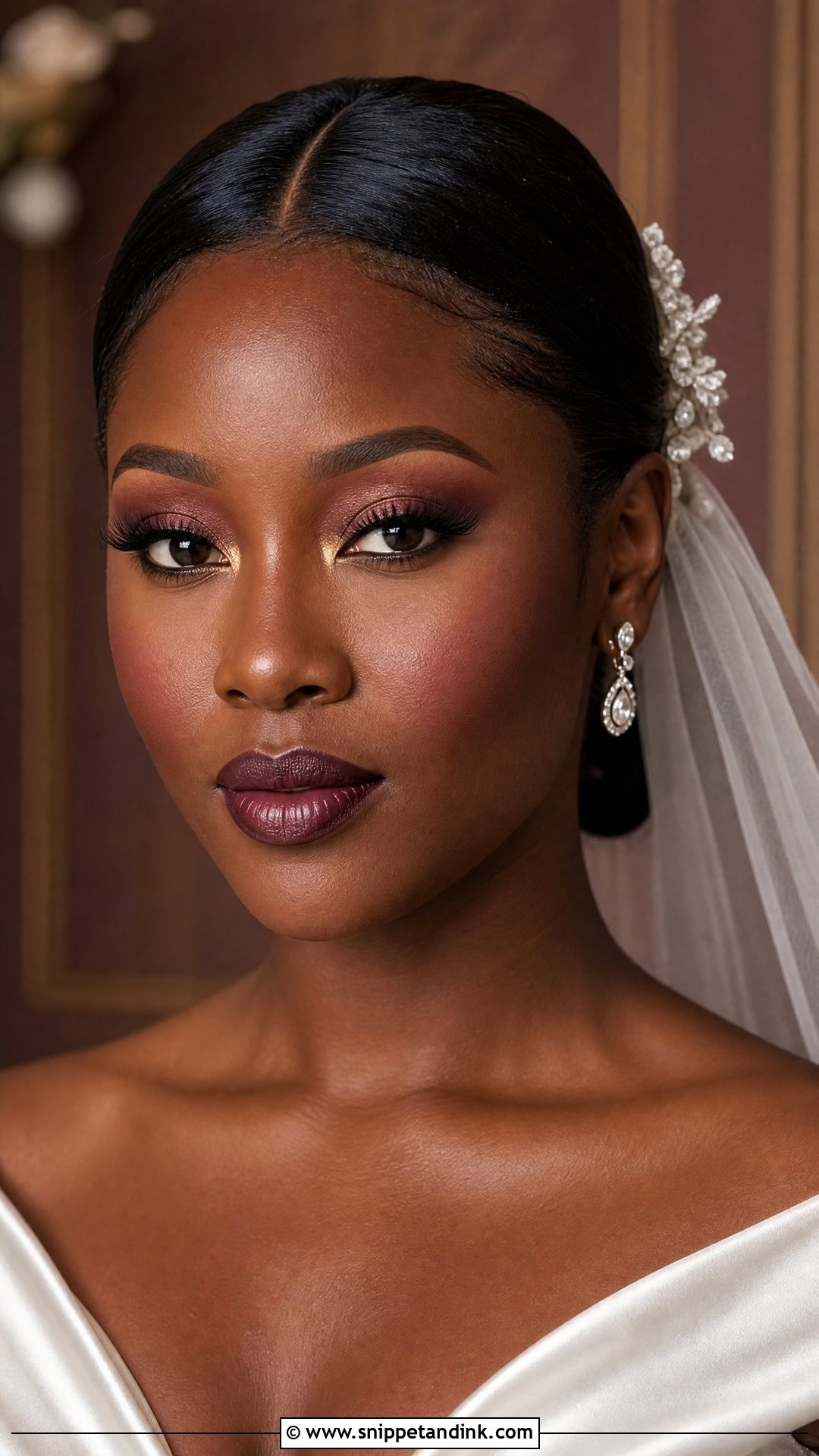 Plum Black Bridal Makeup - Snippet and Ink - 20 Black Bridal Makeup Wedding Day Ideas