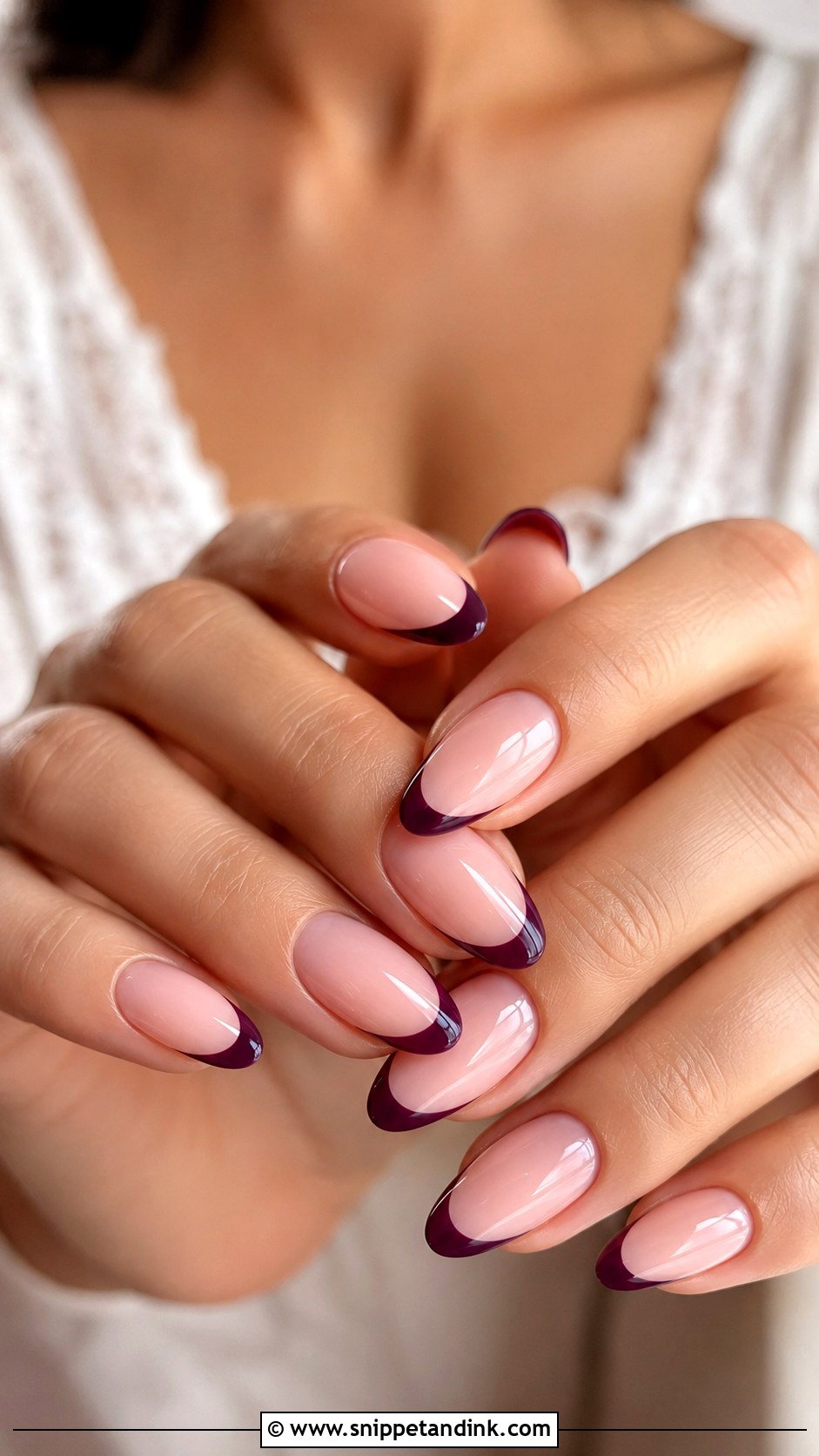 Plum French Tip Bridal Nails - Snippet and Ink - 20 Purple Bridal Nails