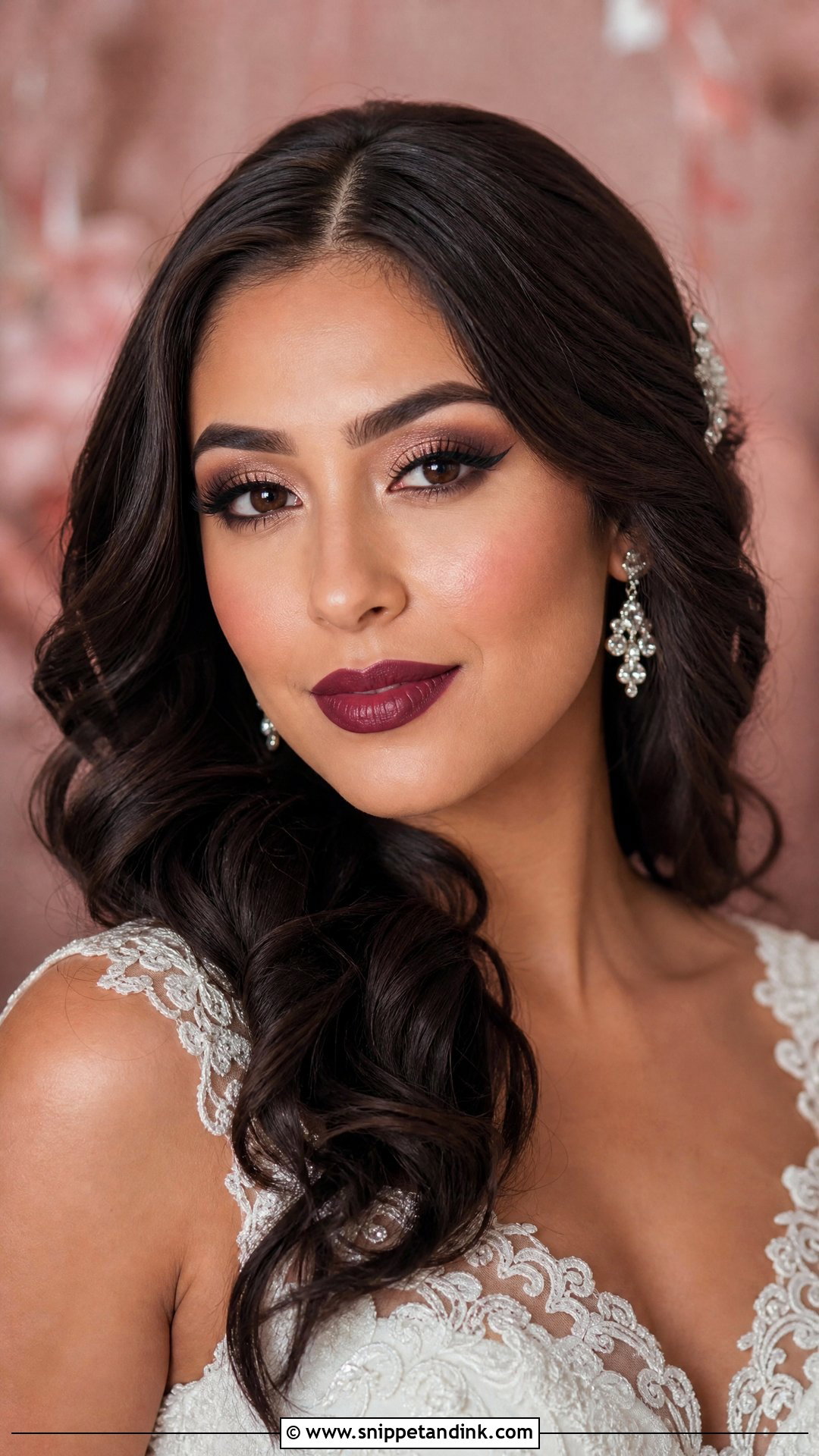 Plum Lip Bridal Makeup - Snippet and Ink - 20 Edgy Bridal Makeup Ideas