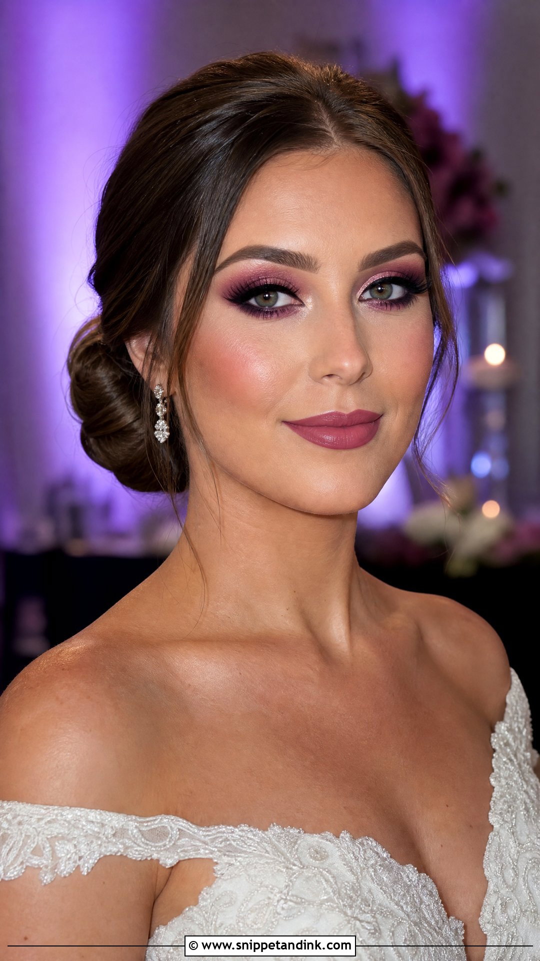 Plum Smokey Eye Bridal Makeup - Snippet and Ink - 20 Purple Wedding Makeup the Bride Ideas