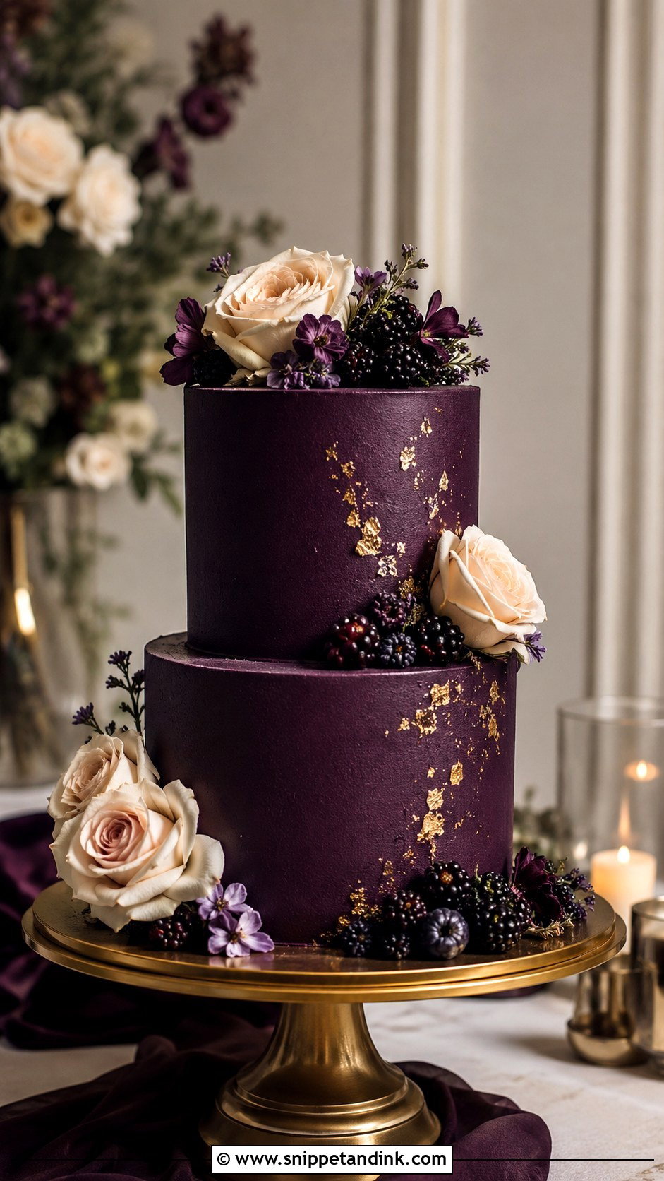 Plum Two Tier Wedding Cake - Snippet and Ink - 20 Purple Two Tier Cake Ideas for Wedding
