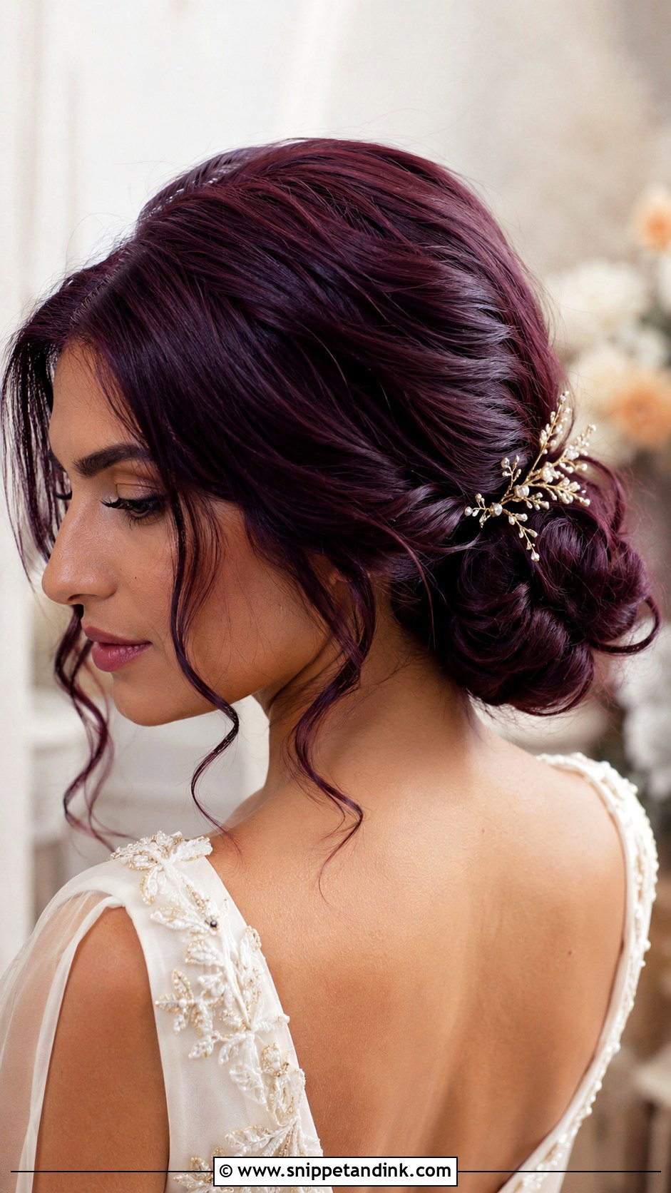 Plum Wedding Bun - Snippet and Ink - 15 Purple Wedding Hair Ideas