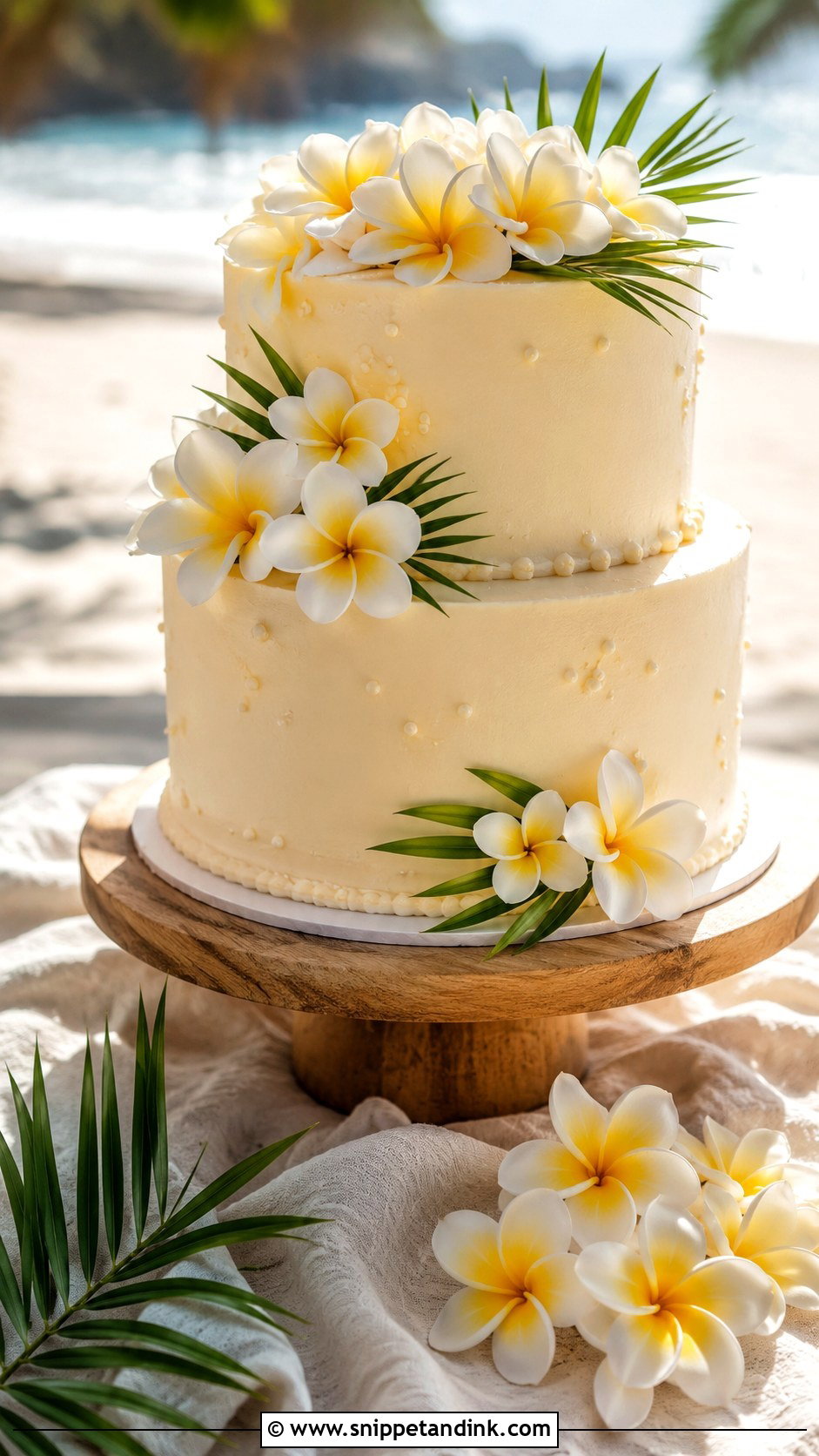 Plumeria Wedding Cake - Snippet and Ink - 25 Tropical Beach Wedding Cake Ideas