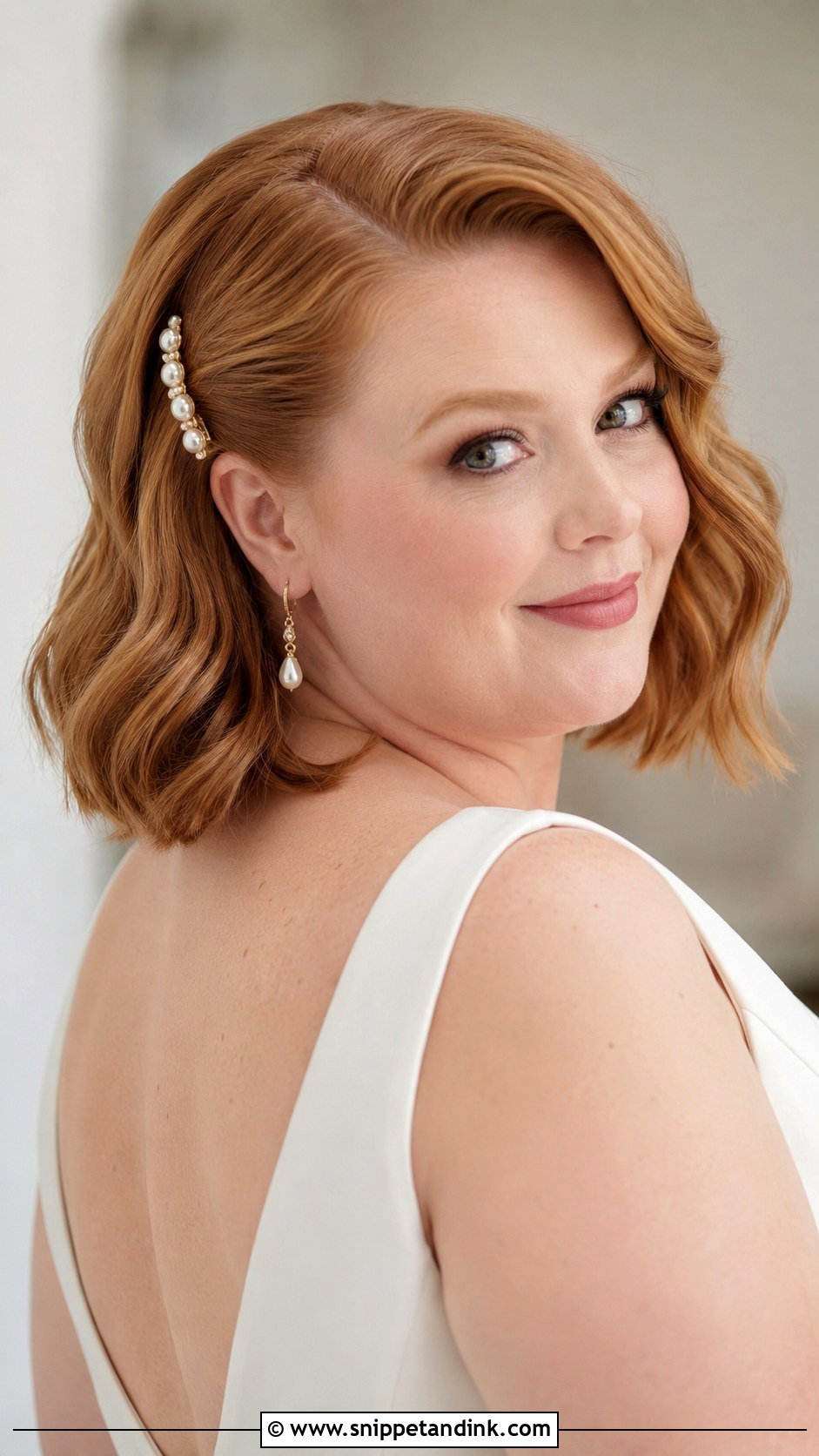 Plus Size Bridal Bob Hair - Snippet and Ink - 15 Plus Size Bridal Hair Ideas
