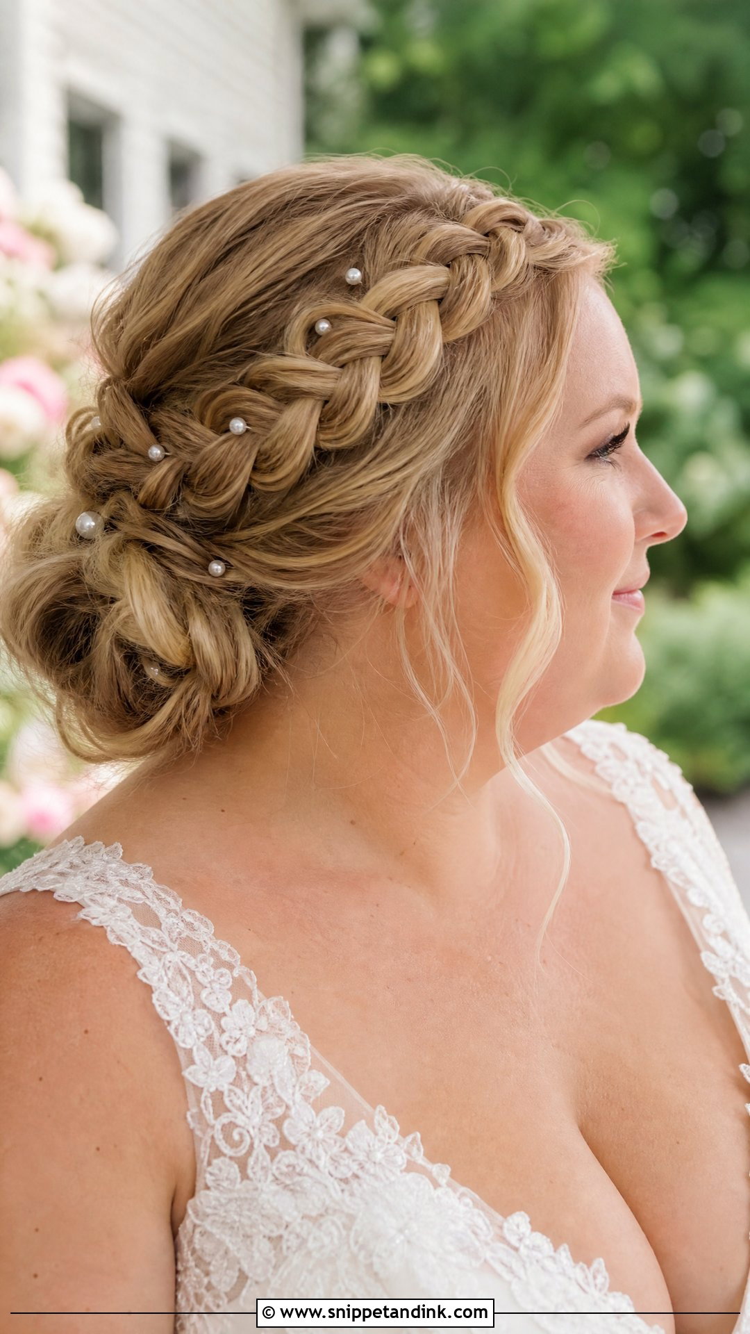 Plus Size Bridal Braided Crown - Snippet and Ink - 20 Plus Size Wedding Hair Ideas