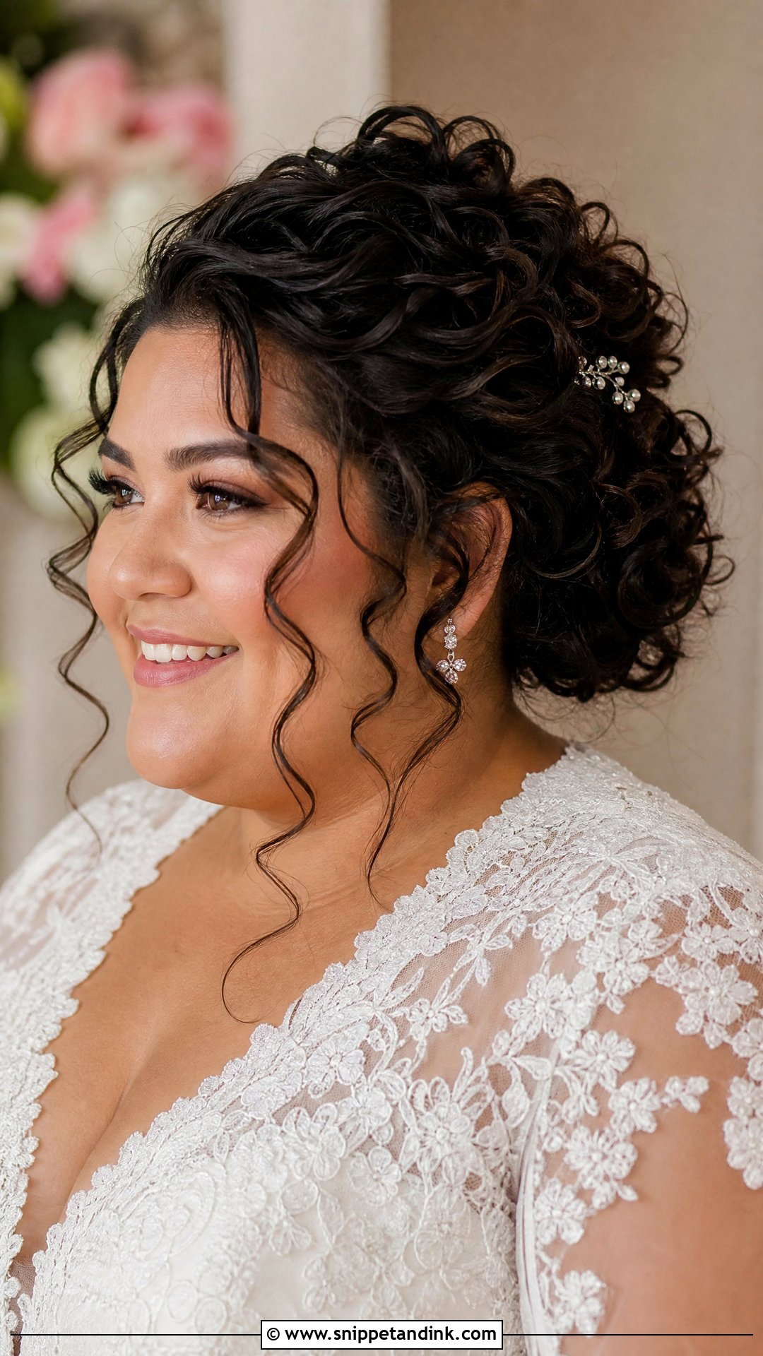 Plus Size Bridal Curly Updo - Snippet and Ink - 20 Plus Size Wedding Hair Ideas