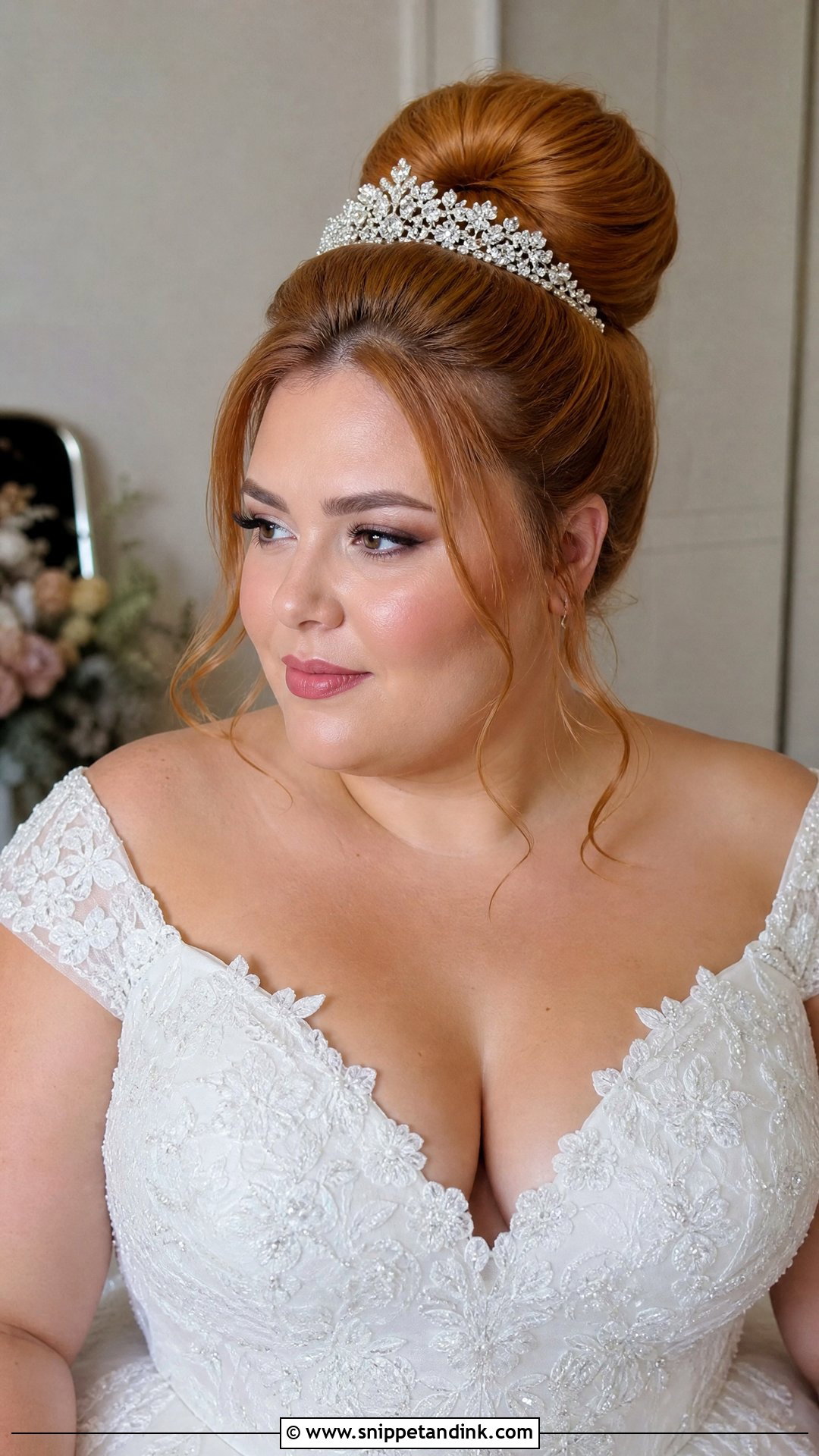 Plus Size Bridal High Bun - Snippet and Ink - 20 Plus Size Wedding Hair Ideas