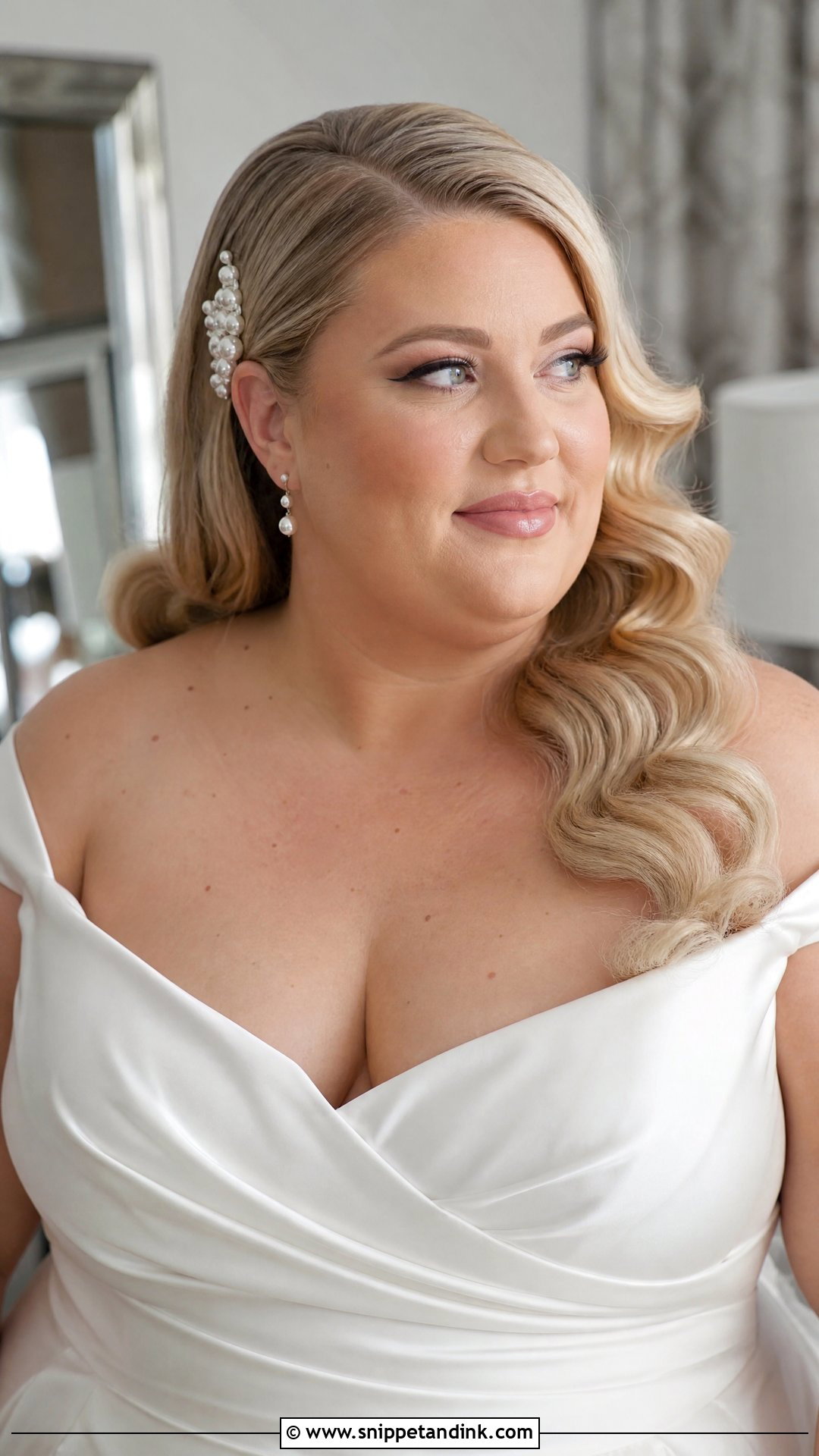 Plus Size Bridal Hollywood Waves - Snippet and Ink - 20 Plus Size Wedding Hair Ideas