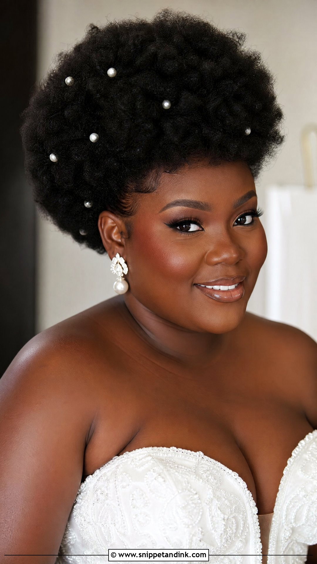 Plus Size Bridal Natural Afro - Snippet and Ink - 20 Plus Size Wedding Hair Ideas