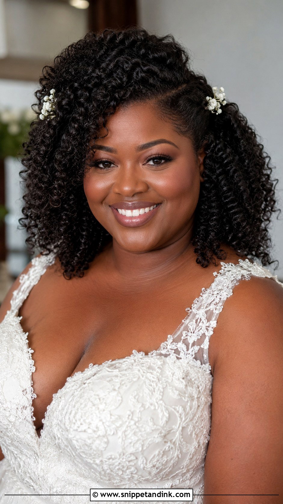 Plus Size Bridal Natural Curls - Snippet and Ink - 15 Plus Size Bridal Hair Ideas