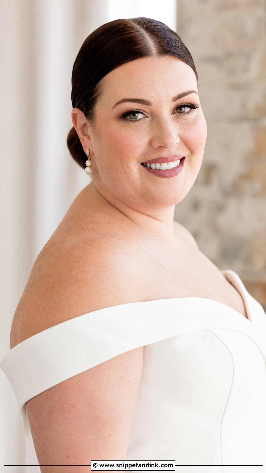 Plus Size Bridal Sleek Bun - Snippet and Ink - 20 Plus Size Wedding Hair Ideas