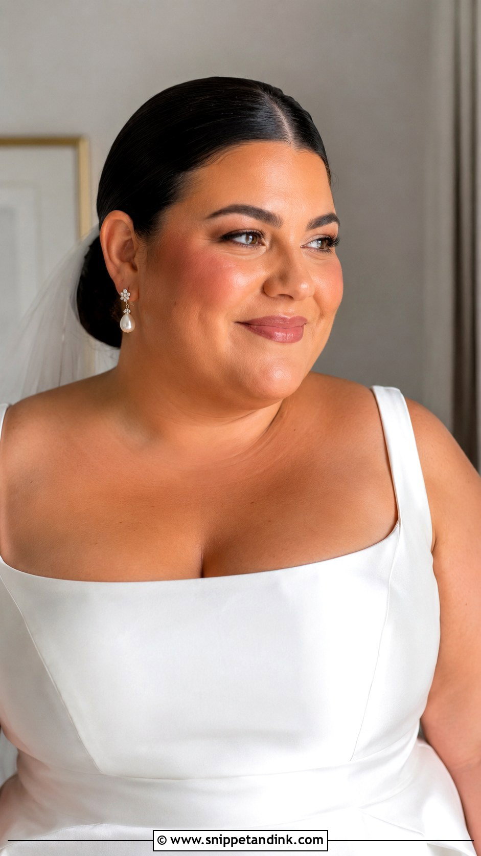 Plus Size Bridal Sleek Bun - Snippet and Ink - 15 Plus Size Bridal Hair Ideas