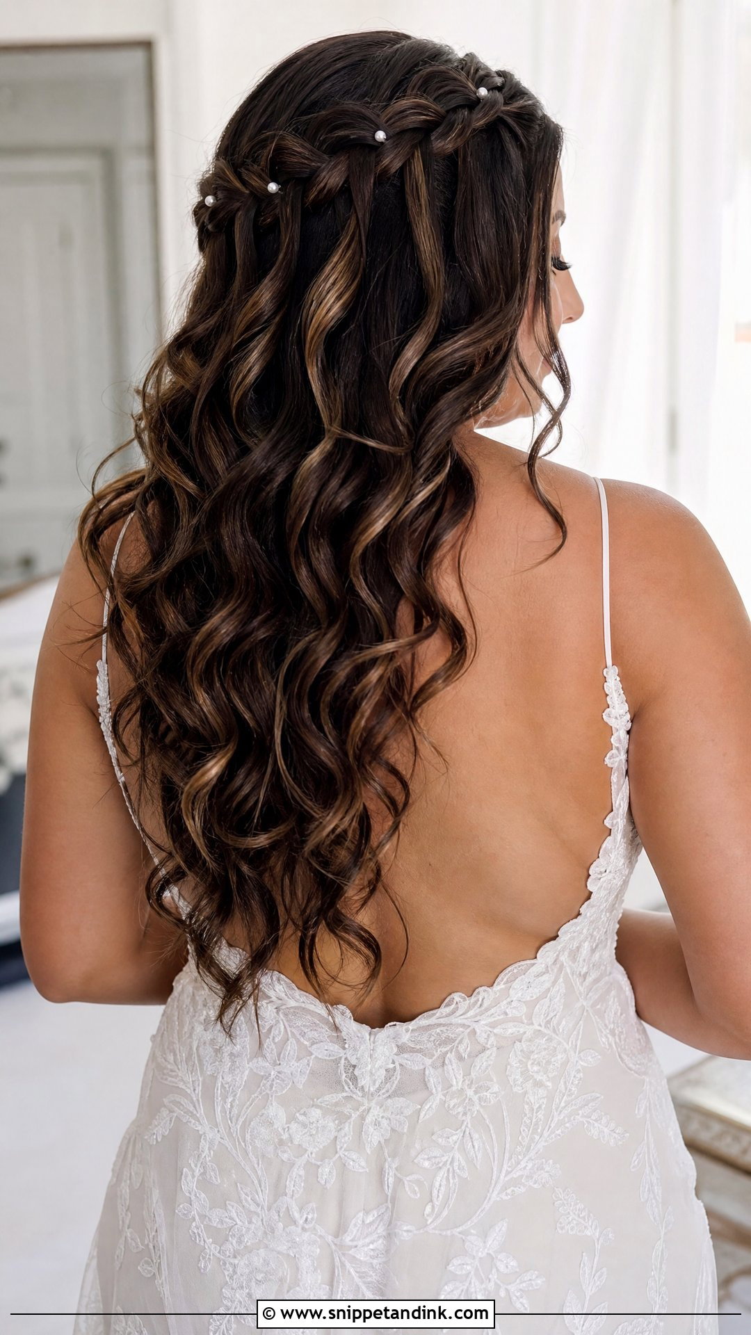 Plus Size Bridal Waterfall Braid - Snippet and Ink - 20 Plus Size Wedding Hair Ideas