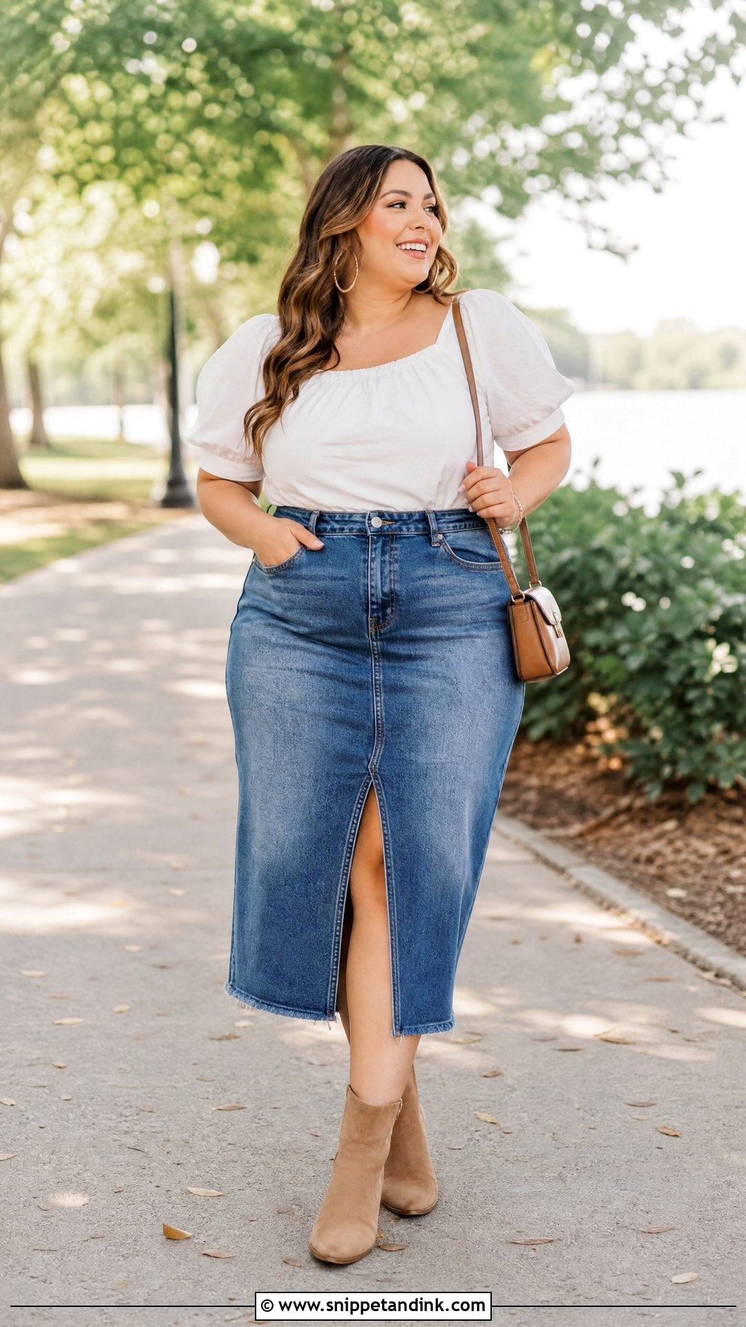Plus Size Denim Skirt Engagement Photo Outfit - Snippet and Ink - 20 plus size engagement photo outfits