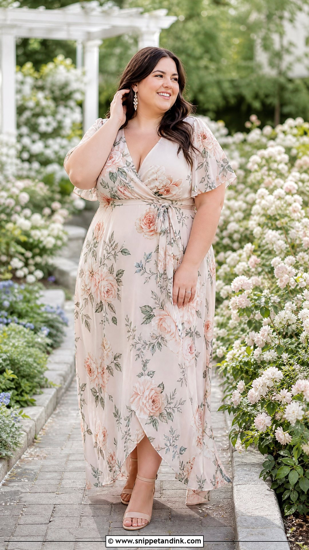 Plus Size Floral Maxi Dress Engagement Photo Outfit - Snippet and Ink - 20 plus size engagement photo outfits