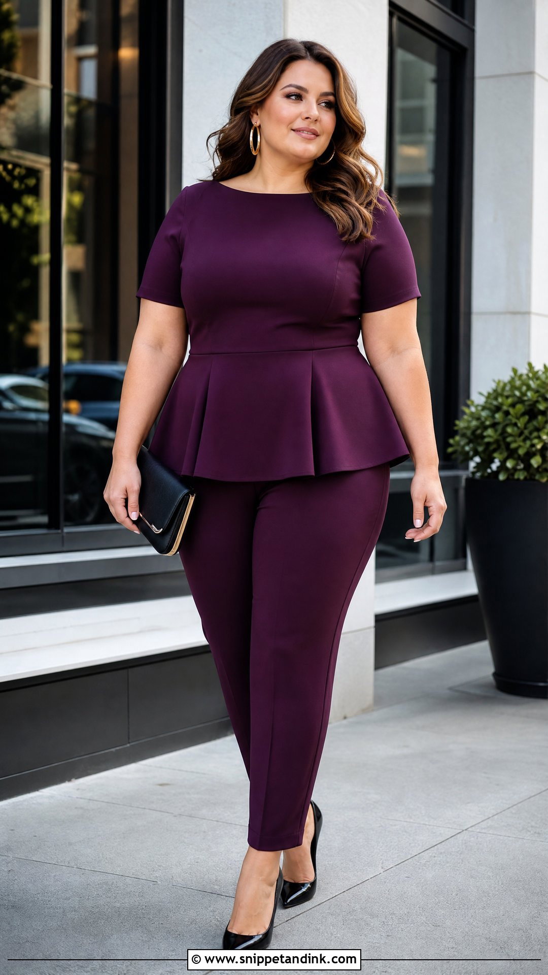 Plus Size Peplum Top With Tailored Trousers - Snippet and Ink - 20 plus size dressy tops for a wedding outfit ideas