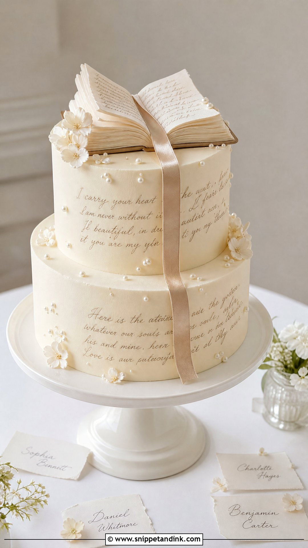 Poetry Wedding Cake - Snippet and Ink - 25 Book Theme Cake Ideas for Wedding