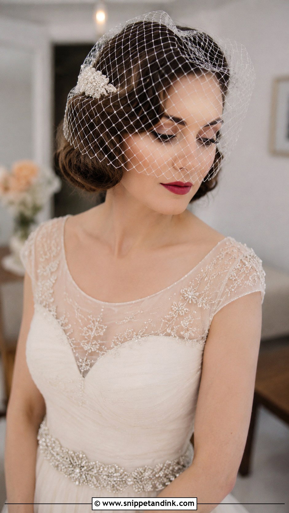 Polished Bob With Birdcage Veil - Snippet and Ink - 30 Wedding Hairstyles Short Hair