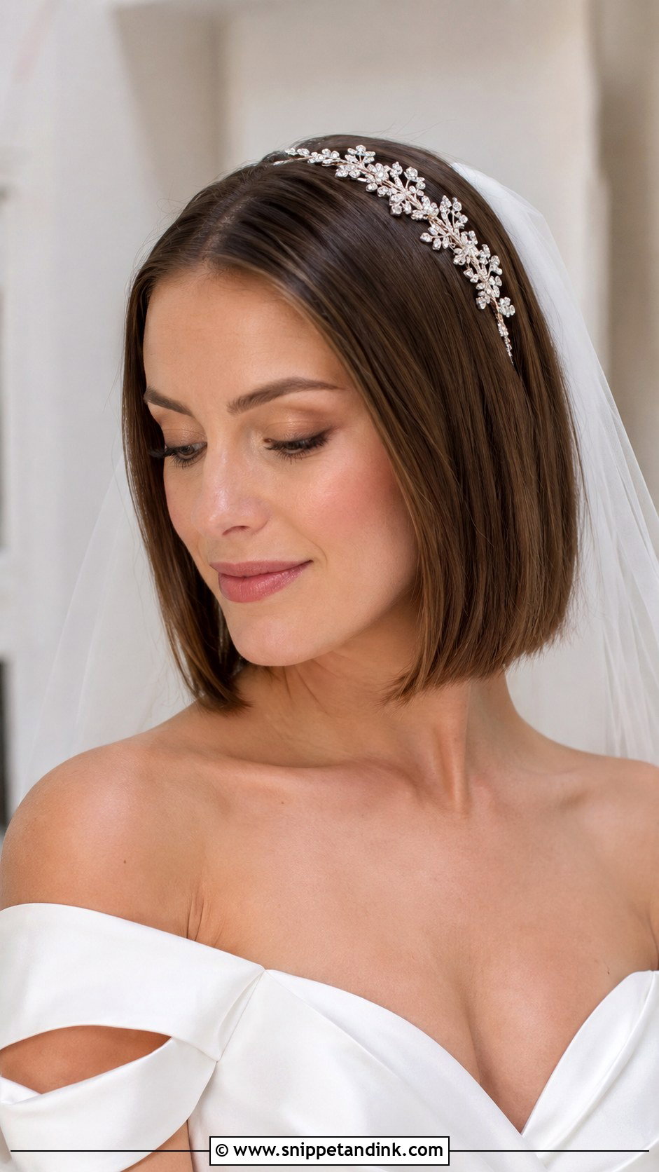 Polished Bob With Headband - Snippet and Ink - 25 Wedding Hair Styles Short Hair