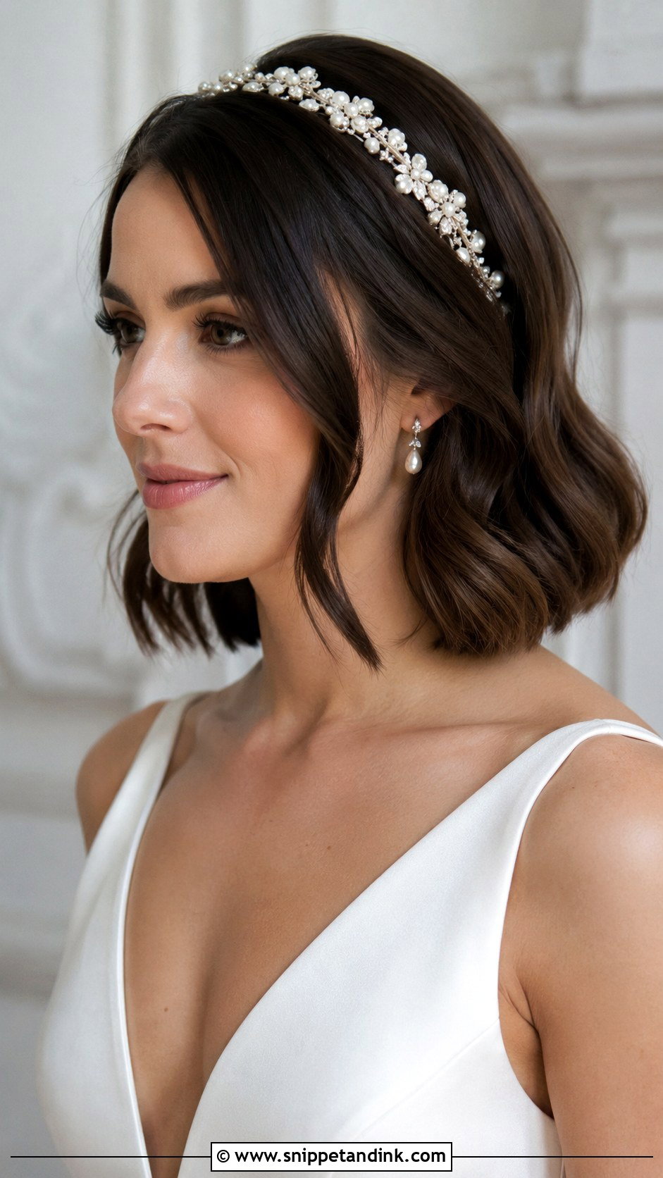 Polished Bob With Headband - Snippet and Ink - 25 Hairstyles for Short Hair for Wedding