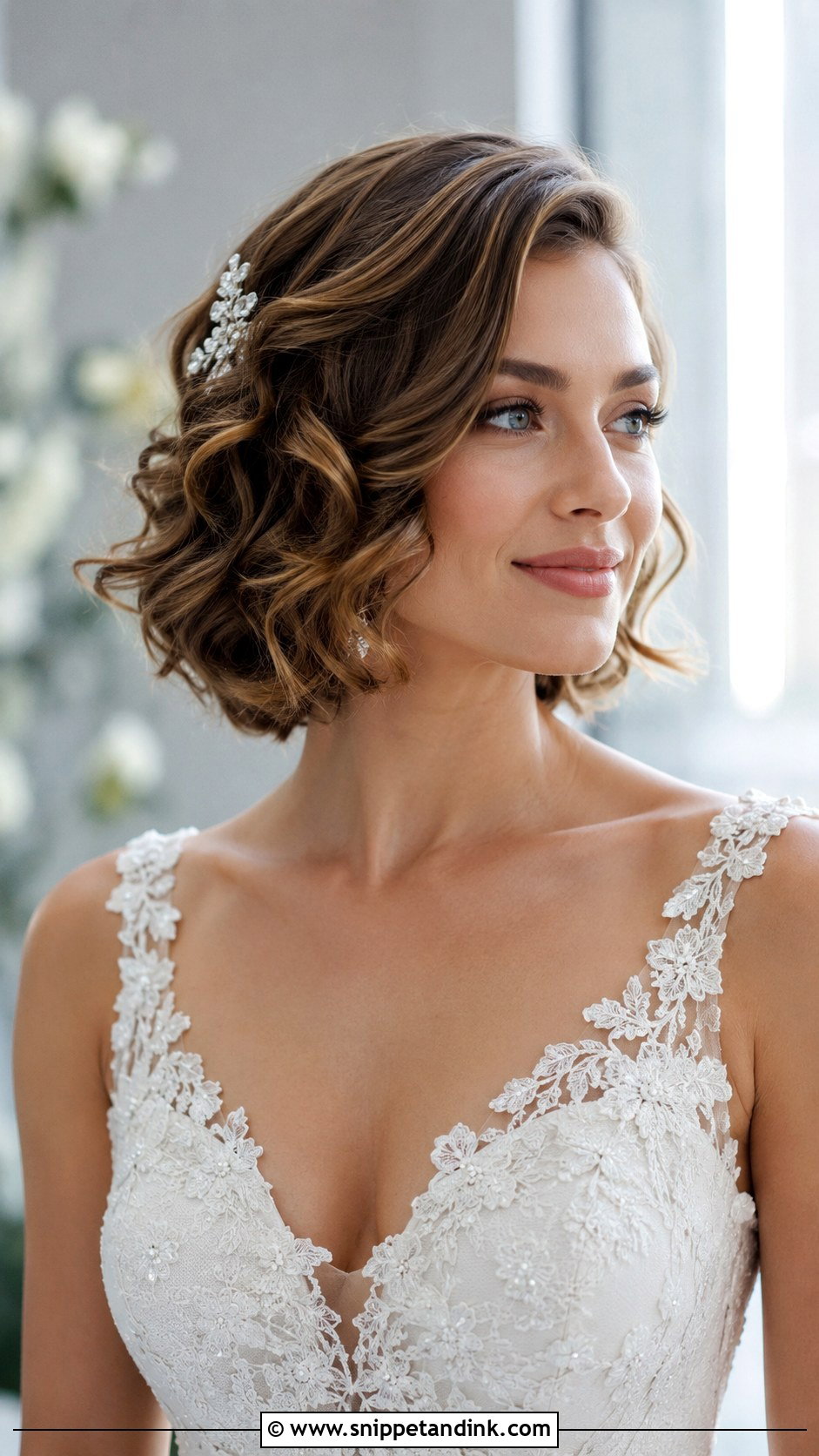Polished Bob With Soft Curls - Snippet and Ink - 30 Wedding Hairstyles for Medium Hair