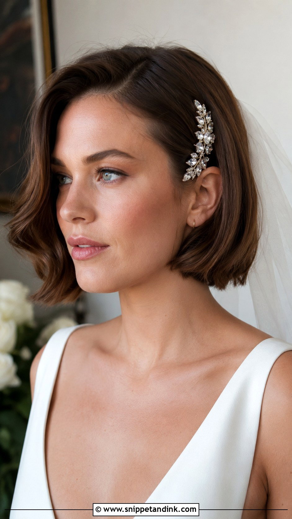 Polished Bridal Bob - Snippet and Ink - 25 Glam Wedding Hair Ideas