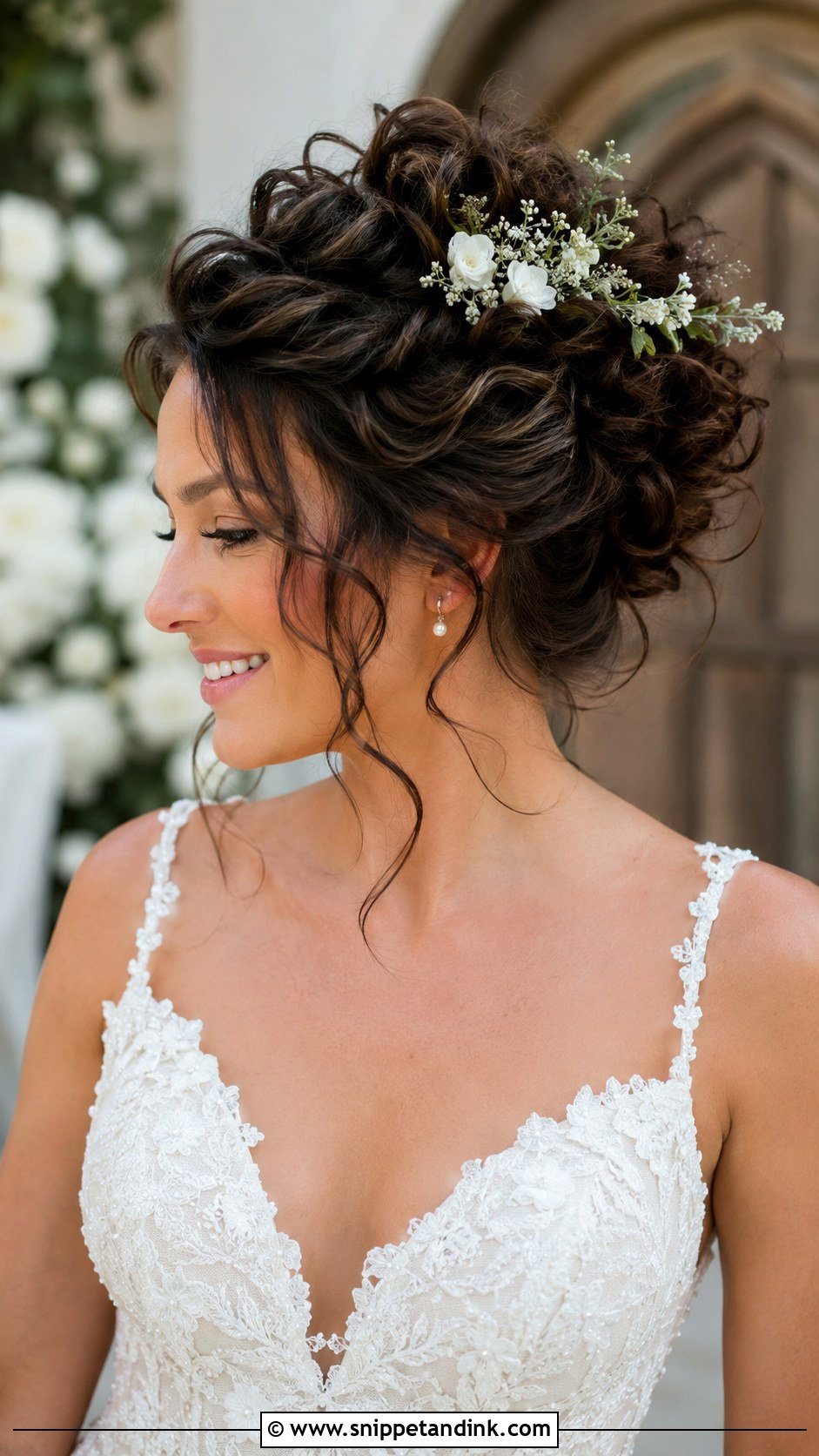 Polished Bun With Hair Accessory - Snippet and Ink - 25 Brunette Wedding Updo Ideas