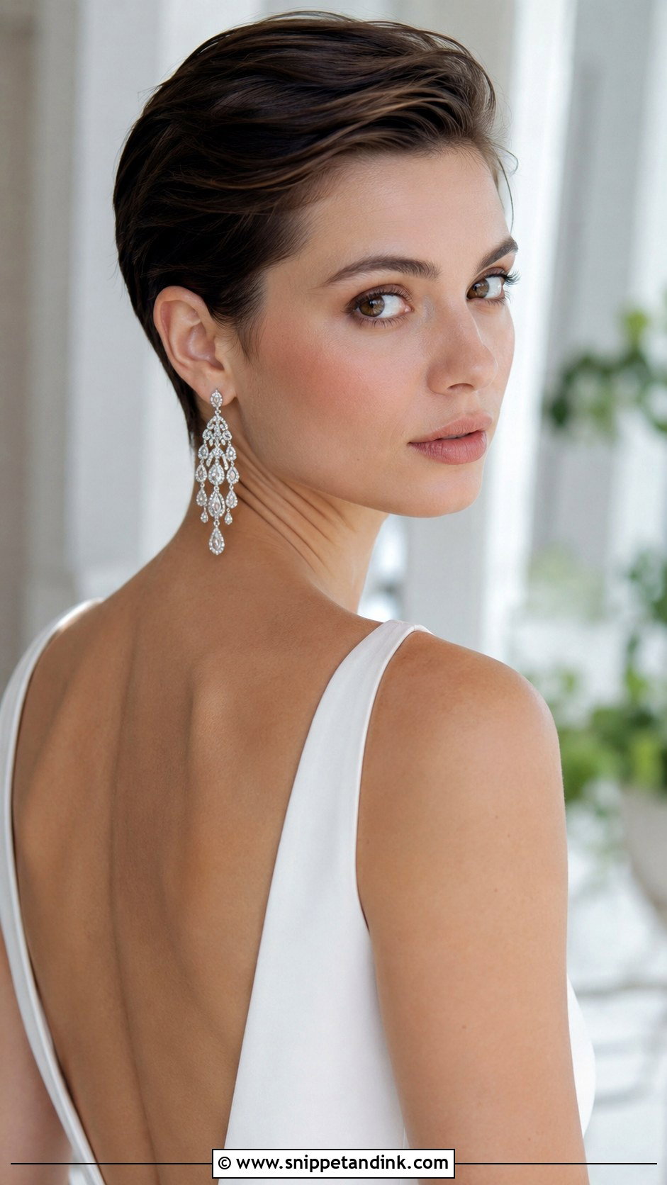 Polished Pixie Cut With Statement Earrings - Snippet and Ink - 20 Pixie Cut Wedding Hairstyles