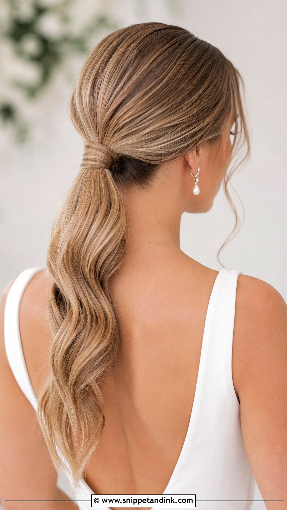 Polished Ponytail Bridal Hairstyle for Medium Hair - Snippet and Ink - 25 Mid Length Bridal Hair Ideas