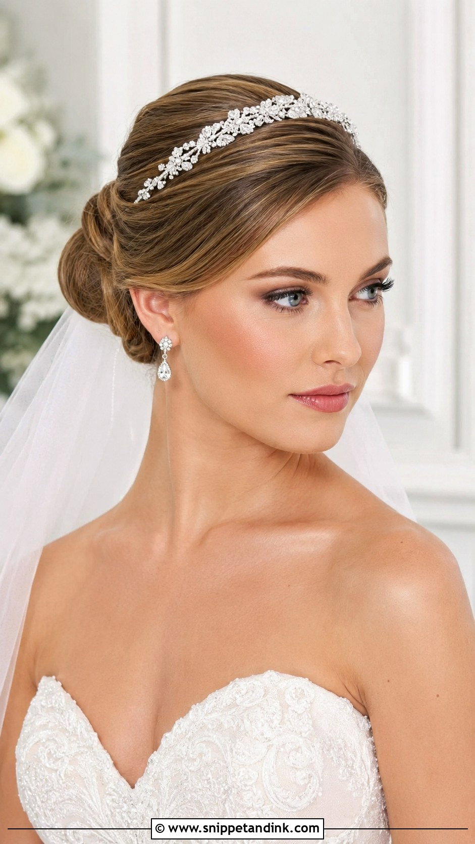 Polished Updo With Headband - Snippet and Ink - 25 Wedding Hair Updo Front View Ideas