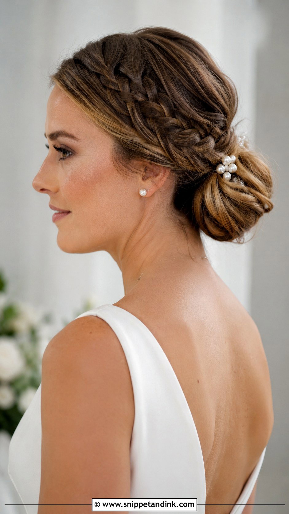 Polished Updo With Side Braid - Snippet and Ink - 20 Elegant Updo Wedding Hairstyles