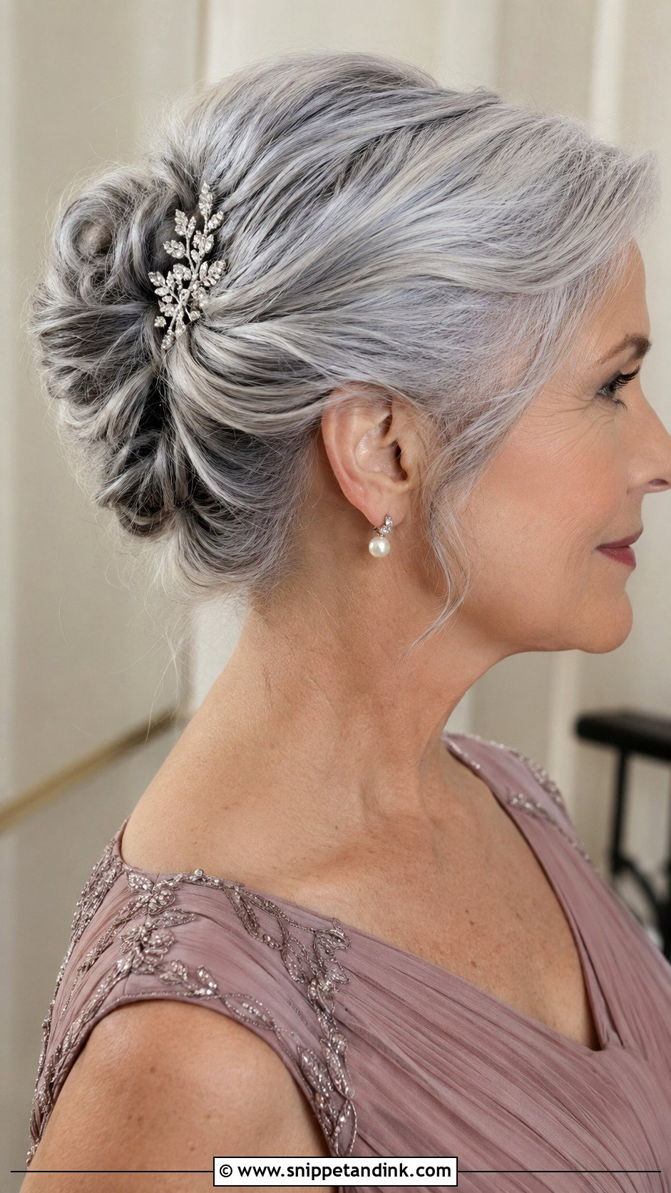 Polished Updo for Gray Hair - Snippet and Ink - 25 Mom Hairstyles for Wedding