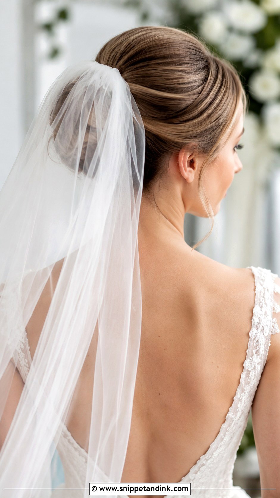 Polished Wedding Updo With Veil - Snippet and Ink - 30 Wedding Updos for Long Hair