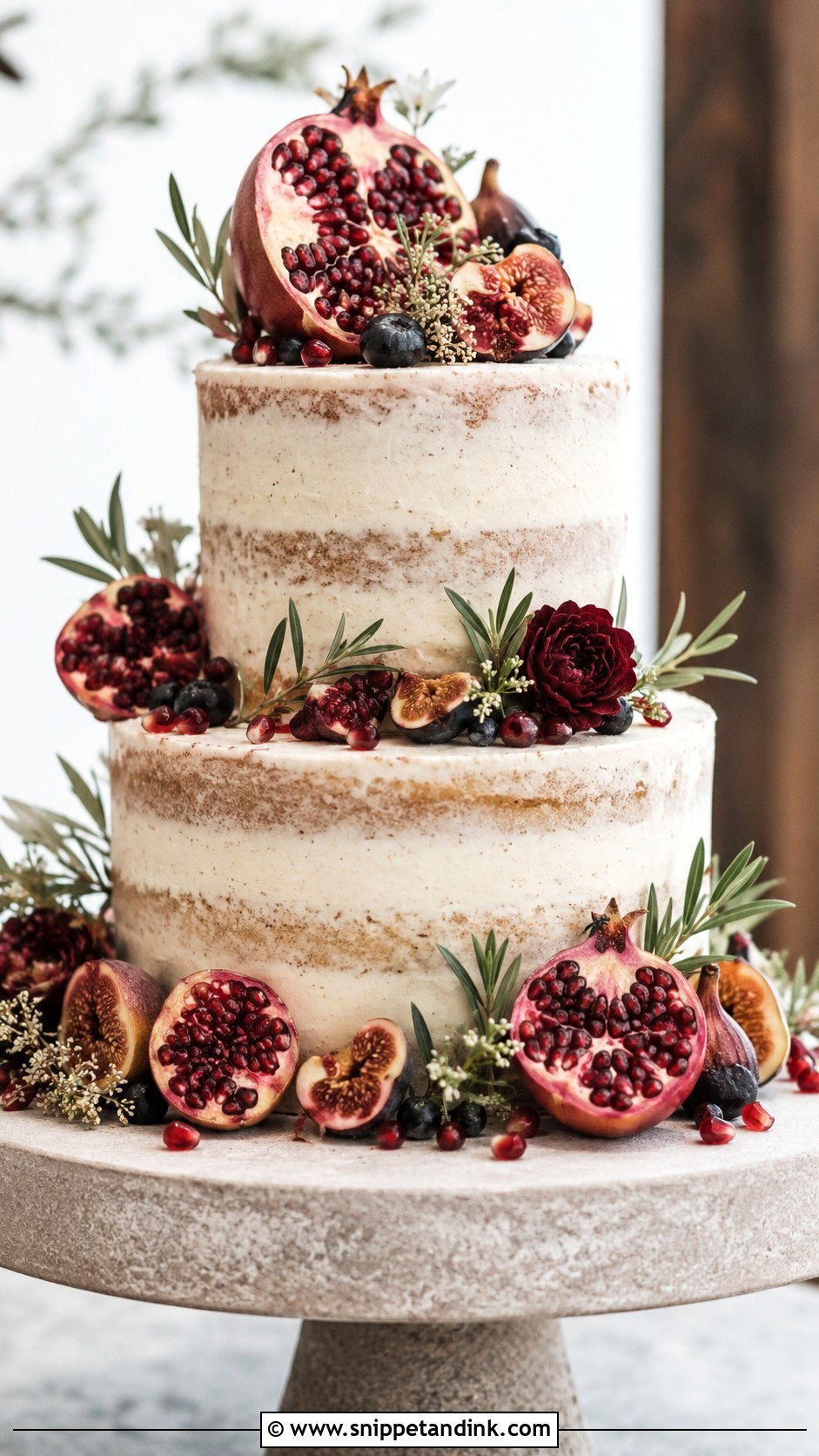 Pomegranate Wedding Cake - Snippet and Ink - 20 Fresh Fruit Wedding Cake Ideas