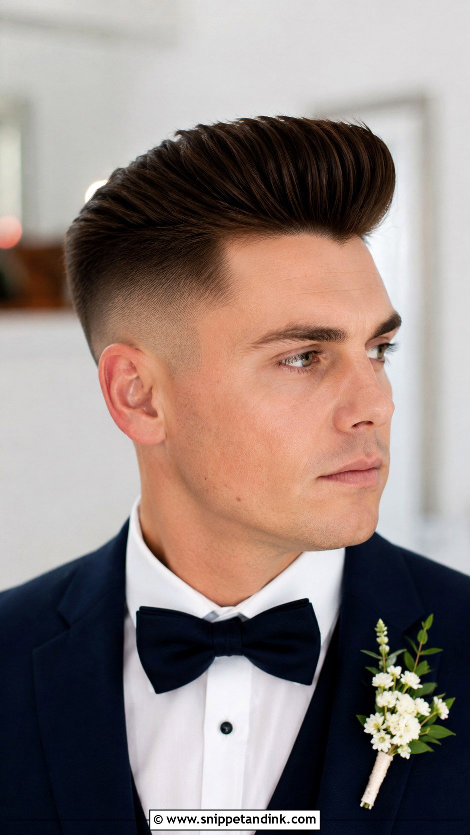 Pompadour Fade for Grooms - Snippet and Ink - 25 Wedding Hairstyles Men