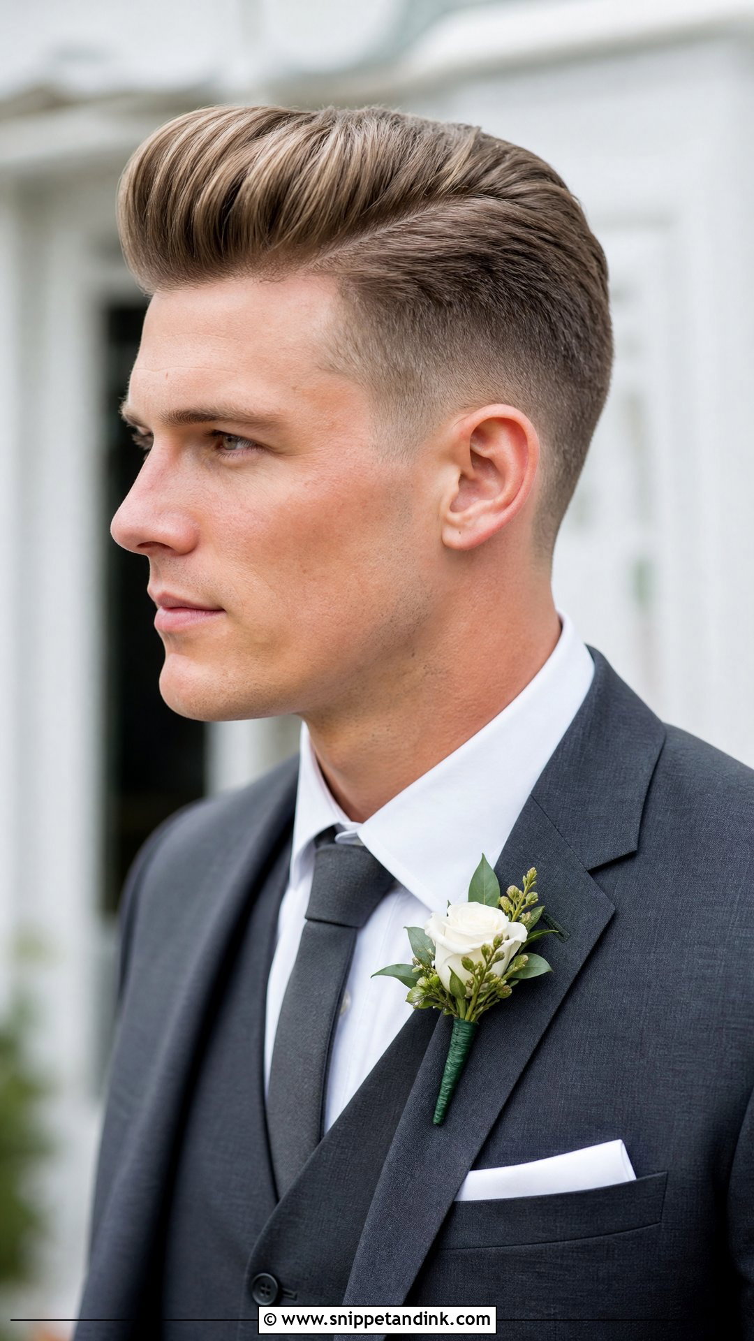 Pompadour Wedding Hairstyle - Snippet and Ink - 20 Men’s Wedding Hair Ideas