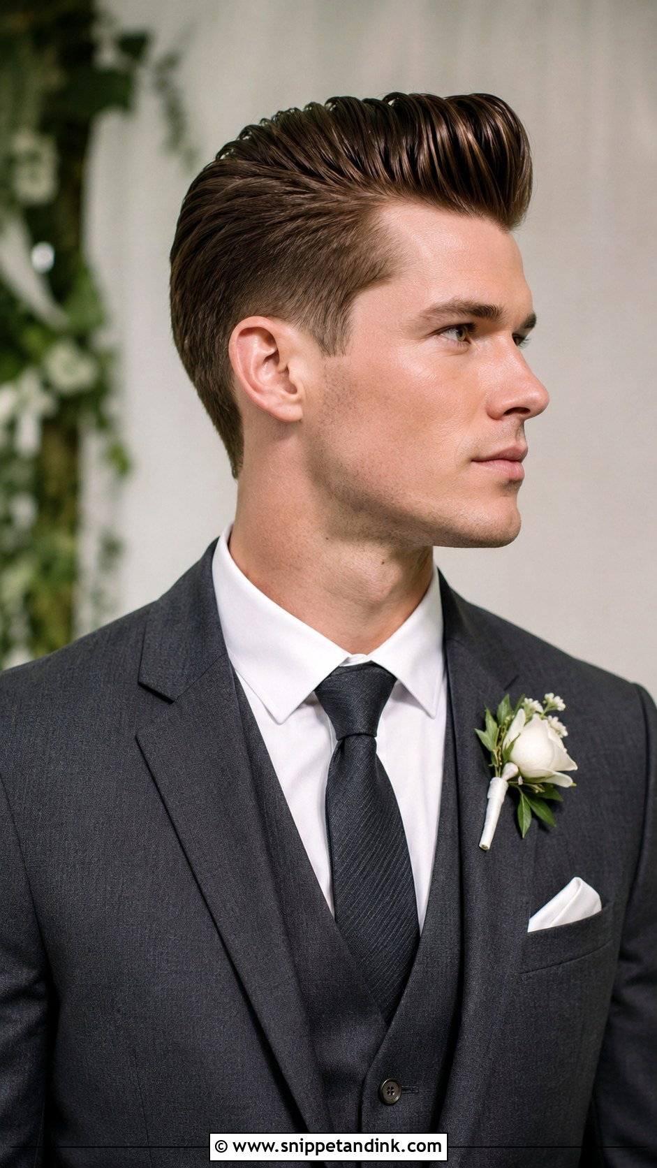 Pompadour Wedding Hairstyle for Grooms - Snippet and Ink - 25 Groom Hairstyle Men Ideas