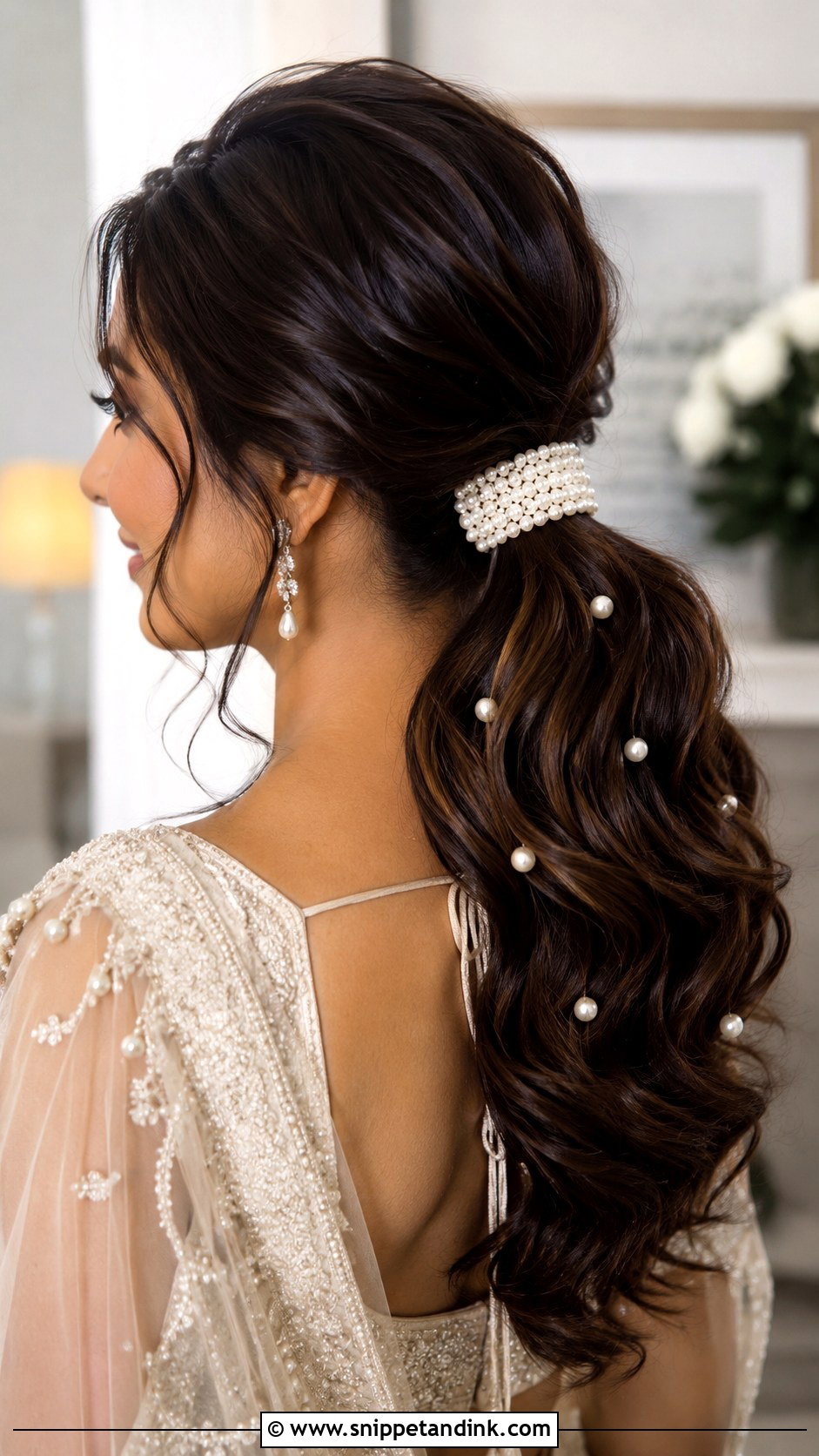 Pony Wedding Hairstyle With Pearls - Snippet and Ink - 15 Pony Wedding Hairstyle Ideas