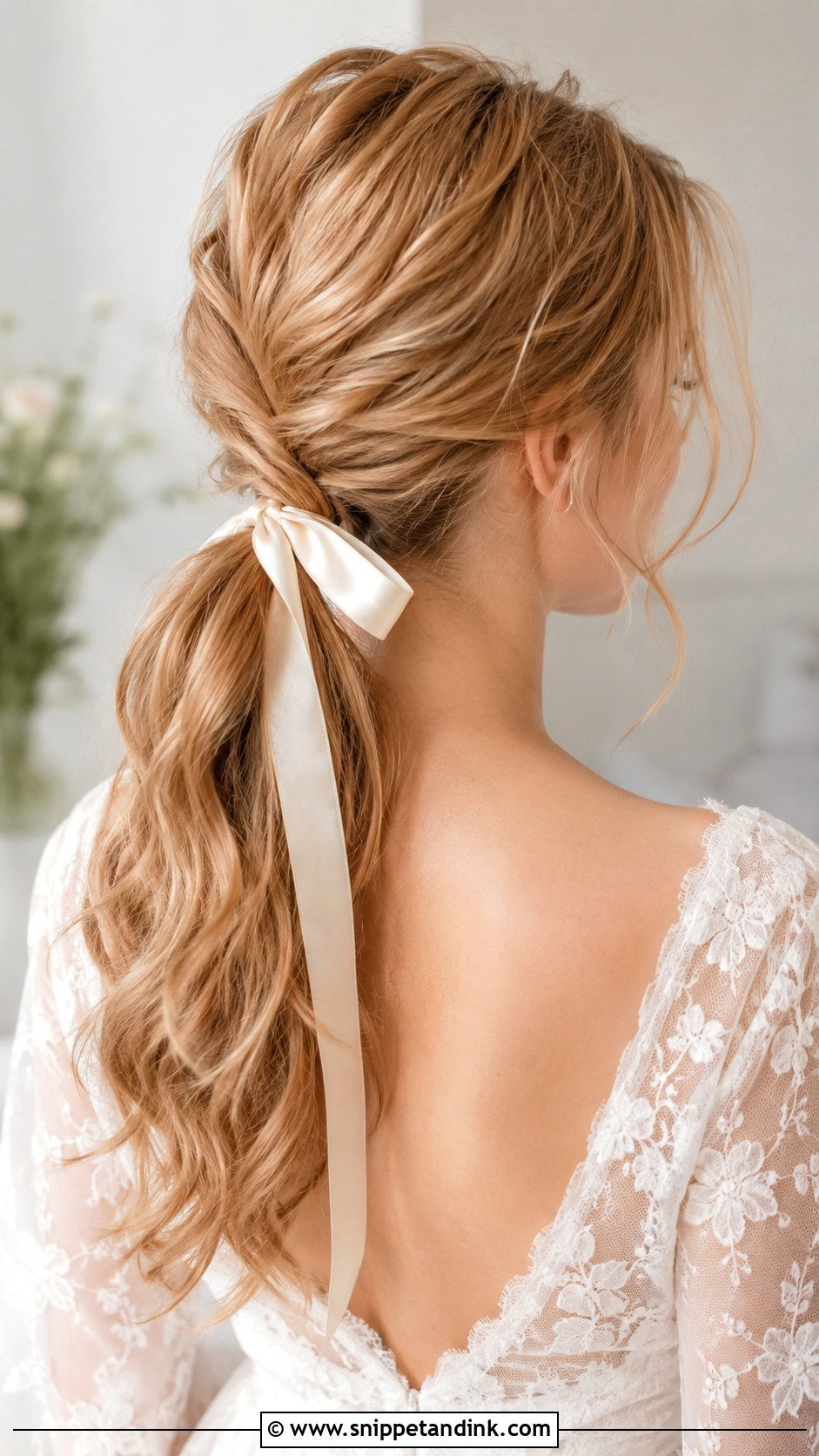 Pony Wedding Hairstyle With Ribbon - Snippet and Ink - 15 Pony Wedding Hairstyle Ideas
