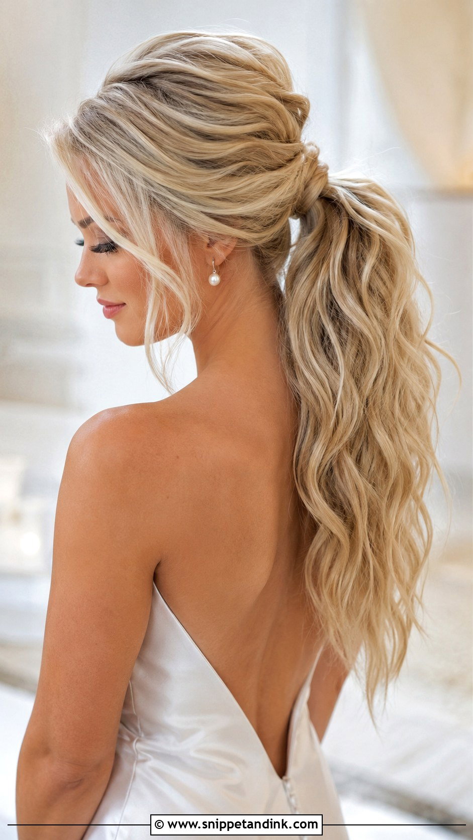 Ponytail Beach Waves Bridal Hair - Snippet and Ink - 20 Beach Waves Bridal Hair