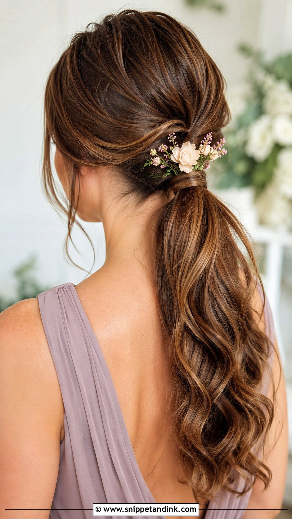 Ponytail Bridesmaid Hair With Flowers - Snippet and Ink - 20 Bridesmaid Hairstyles with Flowers