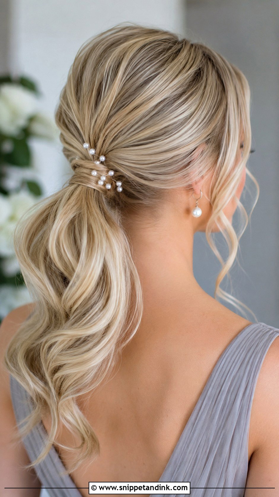 Ponytail Bridesmaid Hairstyle With Pearl Pins - Snippet and Ink - 30 Bridesmaid Hairstyles Ponytail