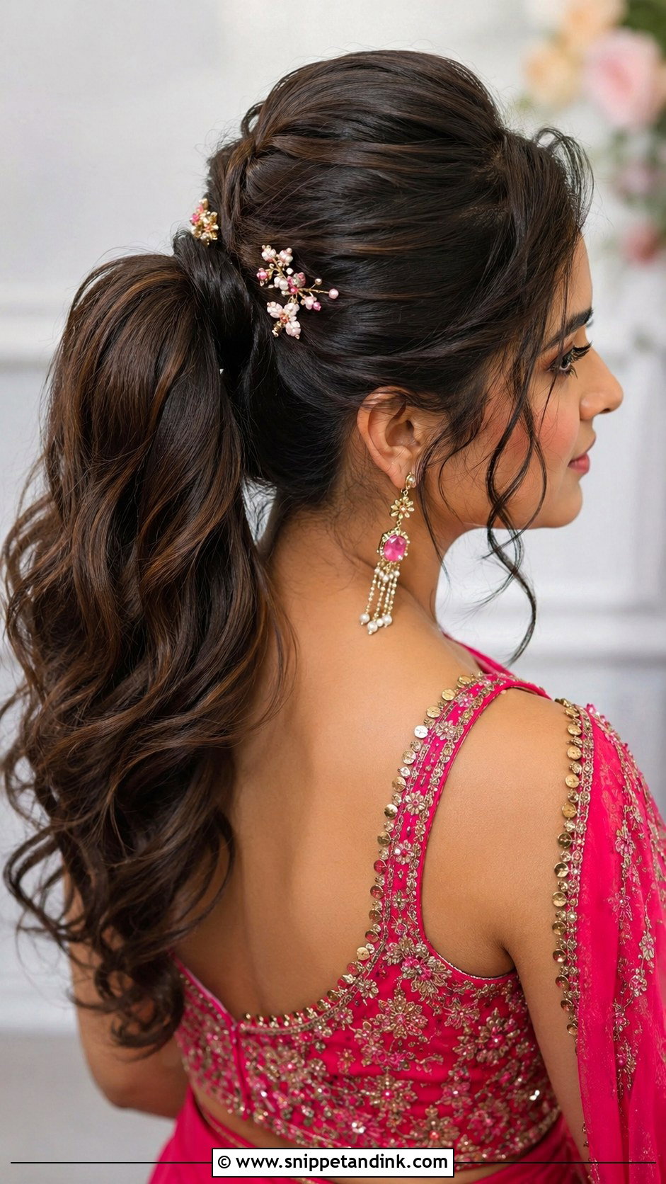 Ponytail Hairstyle For Mehndi - Snippet and Ink - 20 Mehndi Event Hairstyles
