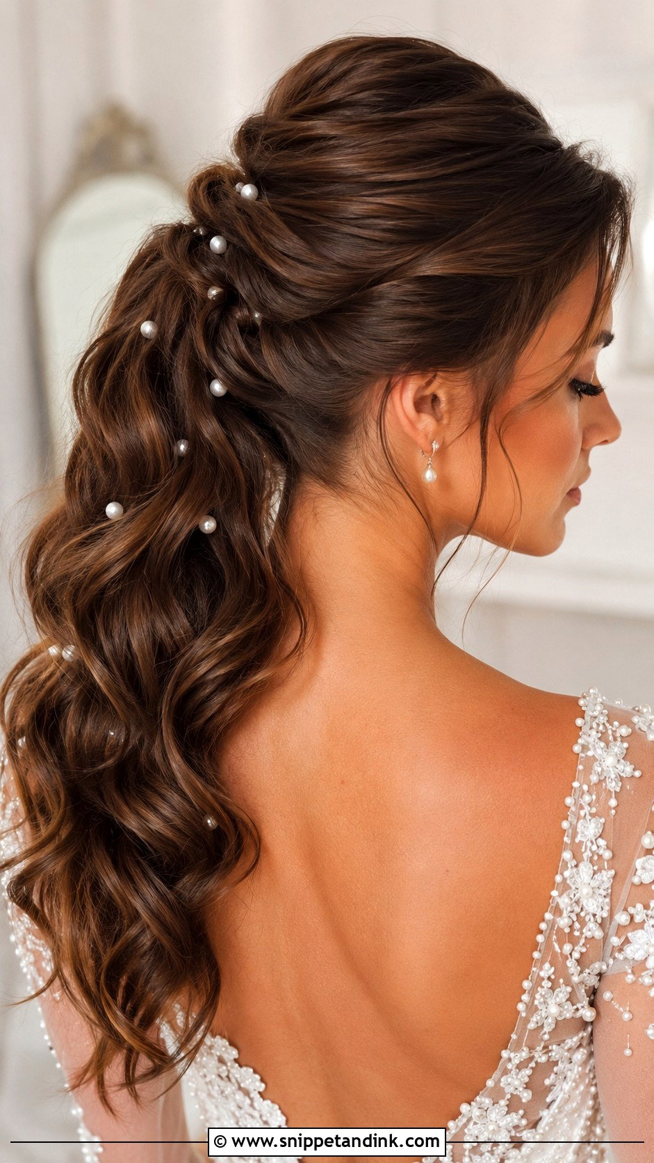 Ponytail Updo With Pearls - Snippet and Ink - 25 Ponytail Updo Wedding Ideas