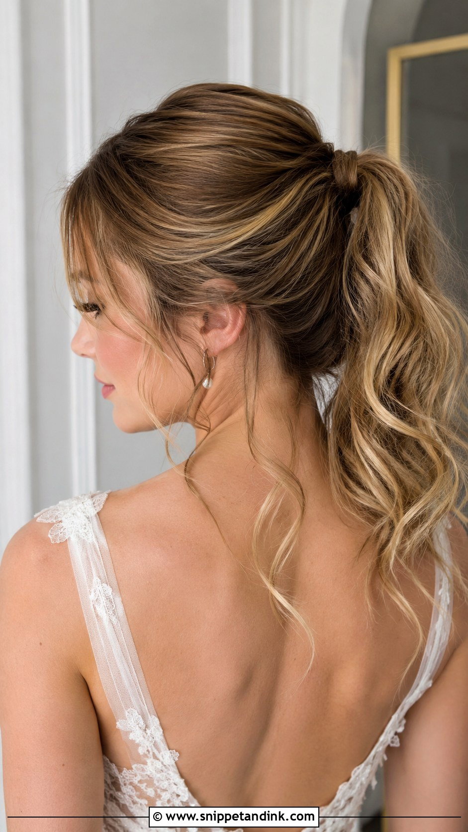 Ponytail Updo With Tendrils - Snippet and Ink - 25 Ponytail Updo Wedding Ideas